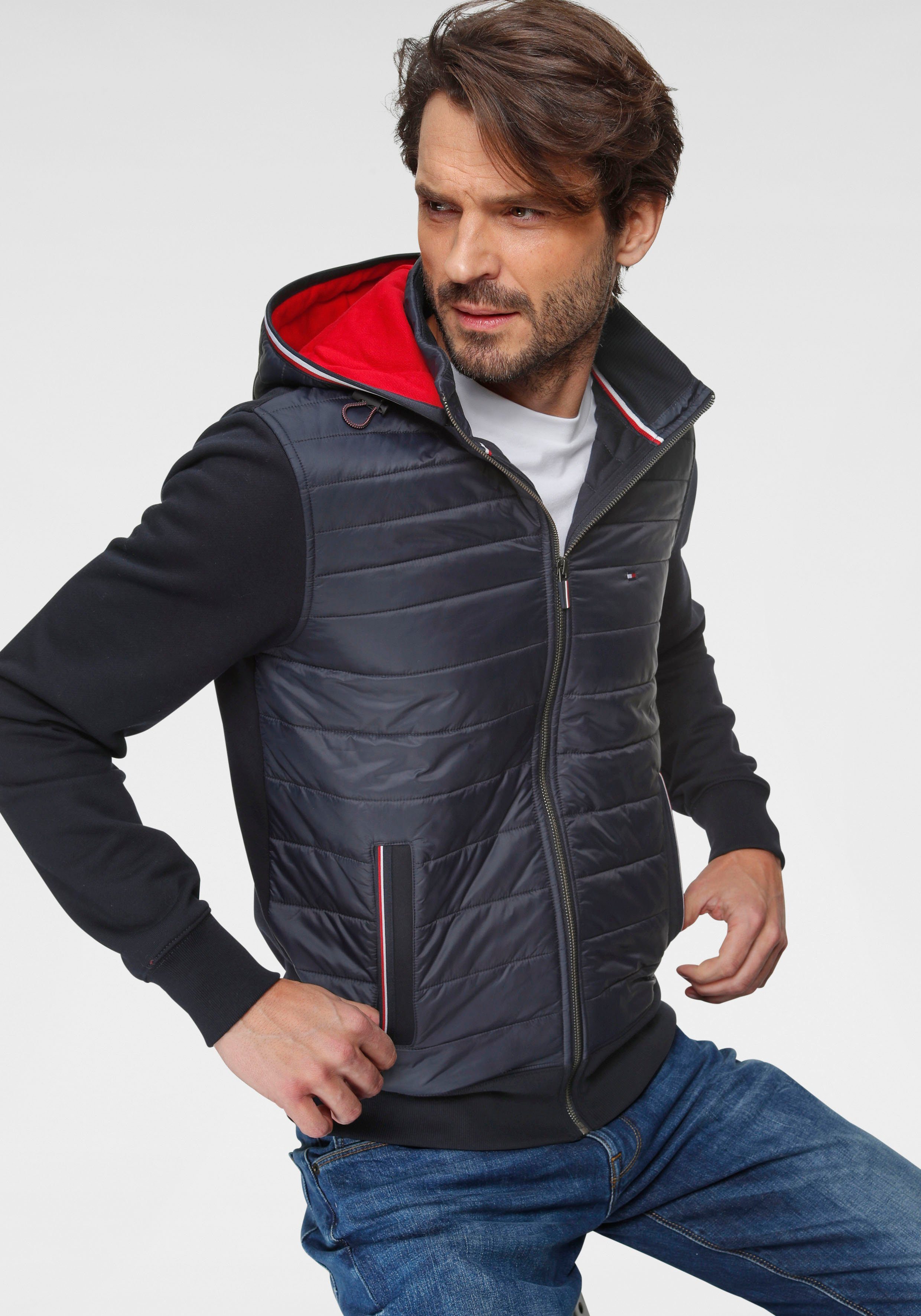 tommy hilfiger mixed media hooded zip through