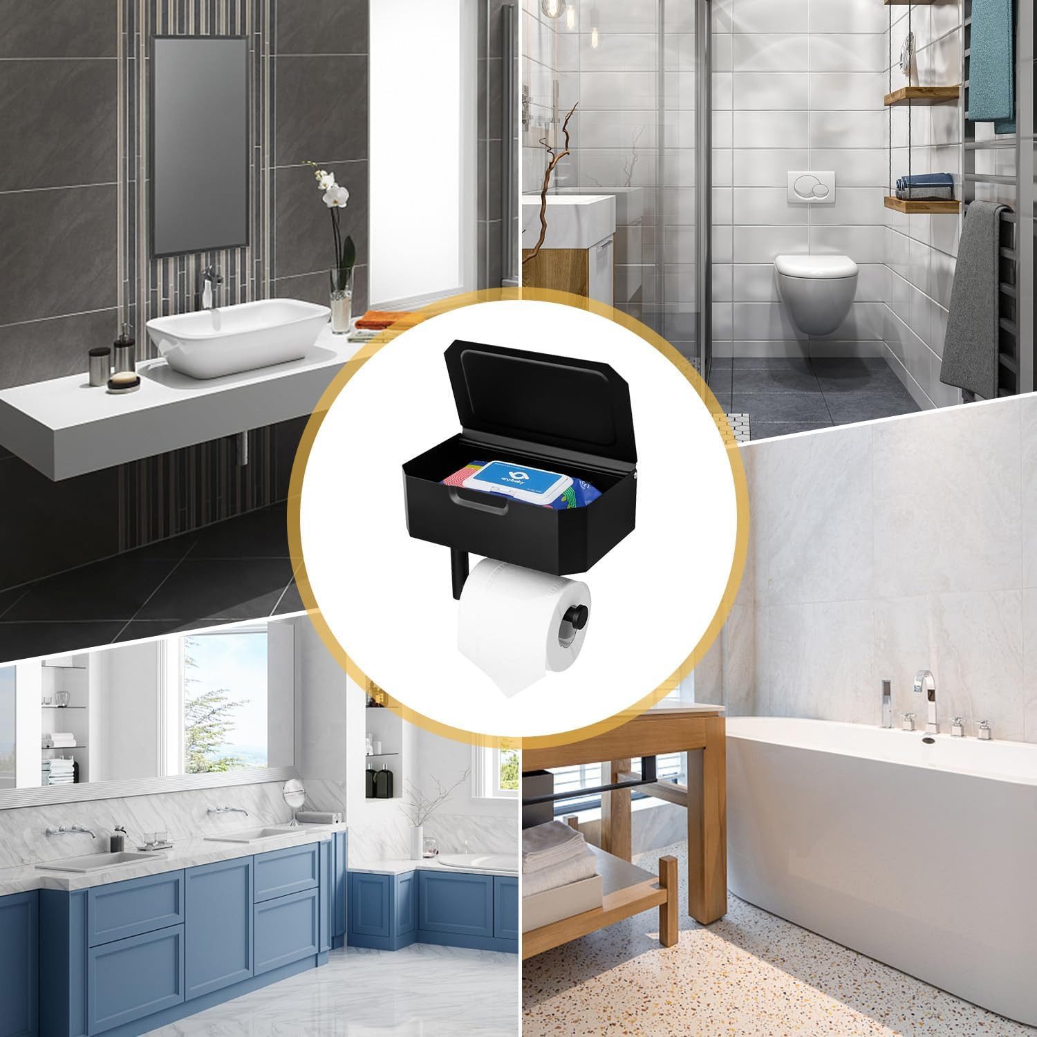 SURFOU Toilettenpapierhalter Ohne Bohren Klopapierhalter mit Feuchttücherbo günstig online kaufen