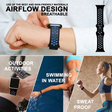 Nalia Smartwatch-Armband Apple Watch 42mm/44mm/45mm/49mm, Airflow Silikon Ersatzband / für Fitness Uhr / Atmungsaktive Löcher