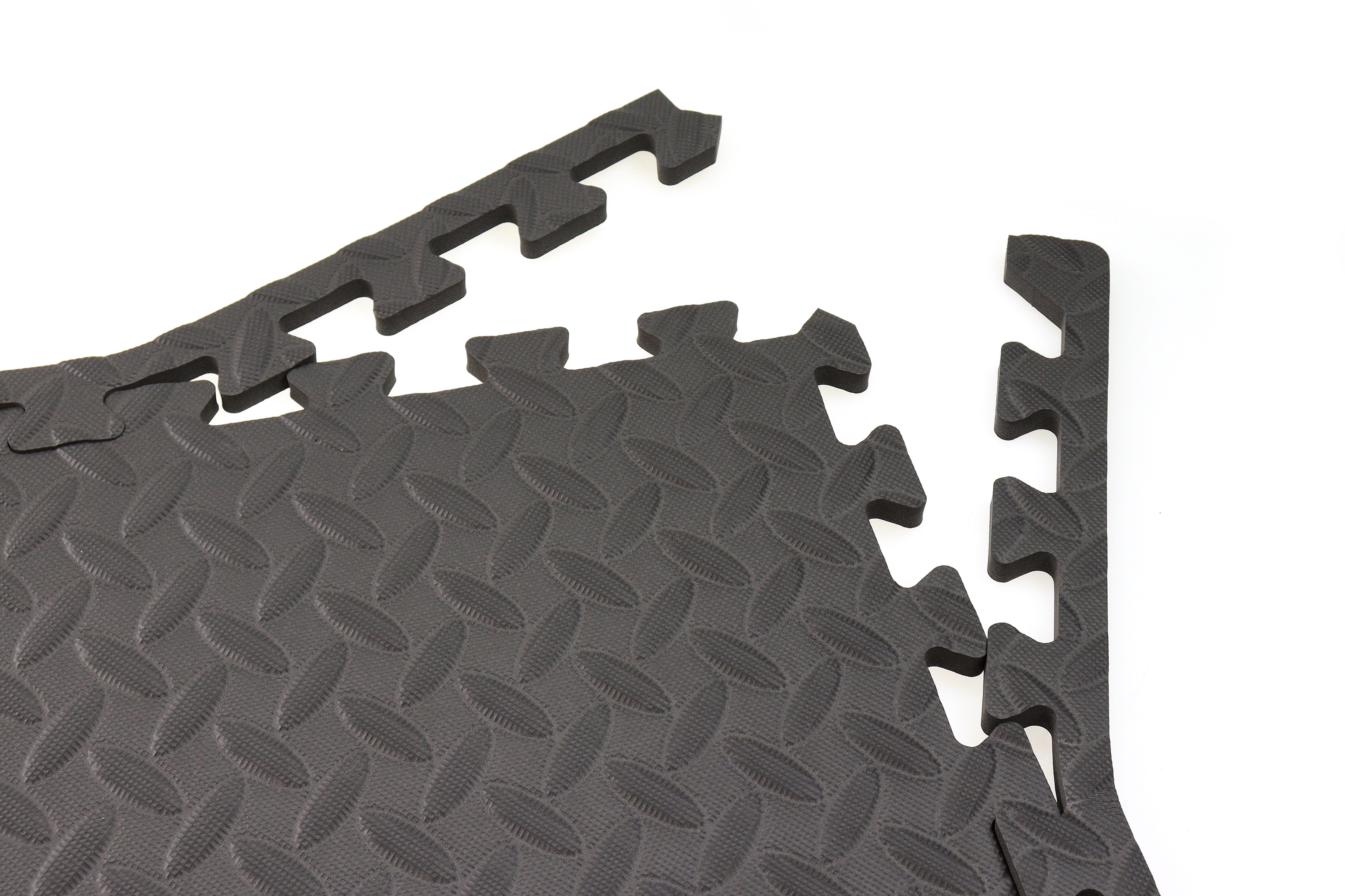 ELLUG Sportmatte 6 Stück Steckmatte schwarz, Härtegrad 30-35, inkl. 12 Randstücke