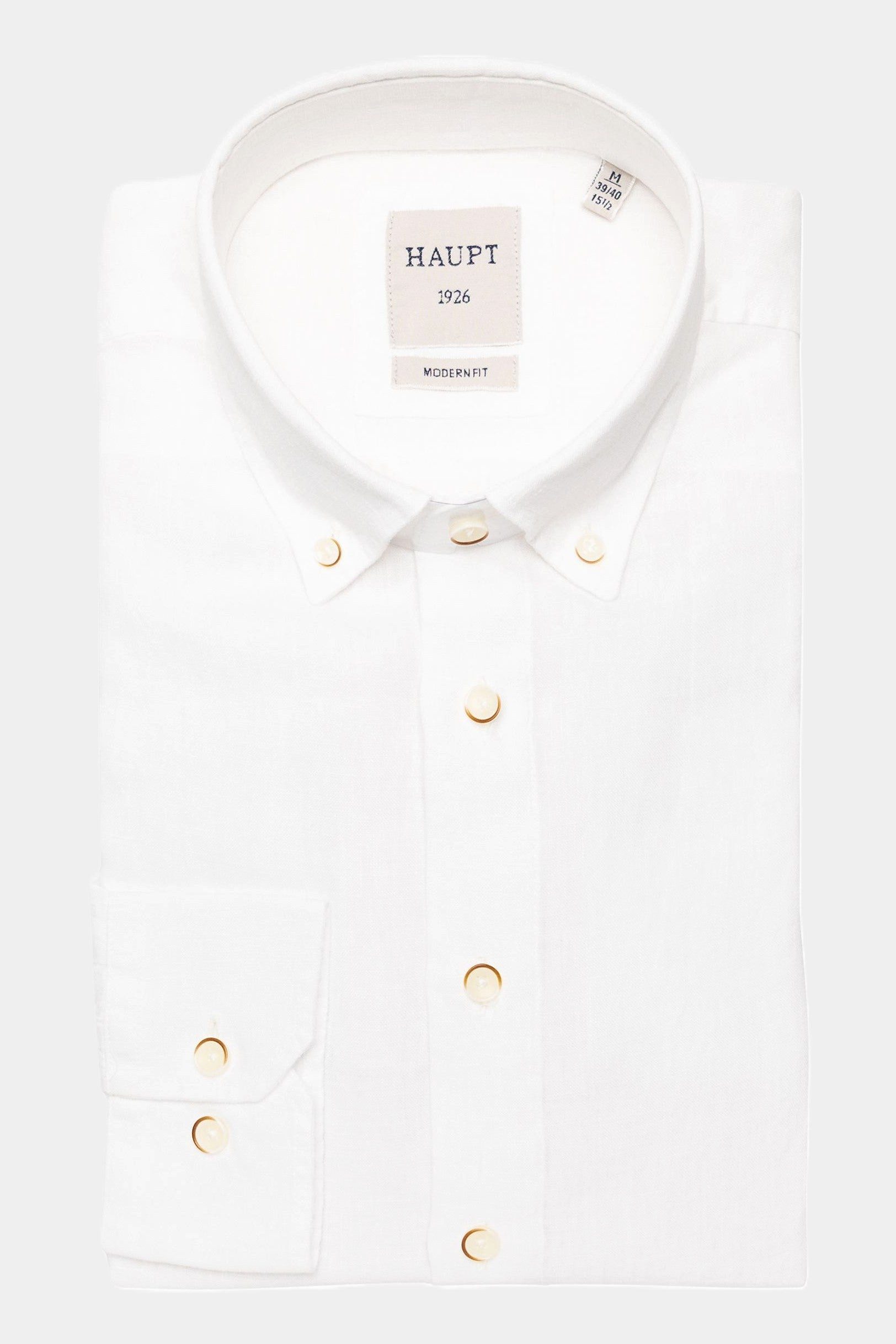 Langarmhemd Haupt Leichtes Langarm Leinenhemd im Modern-Fit - WHITE