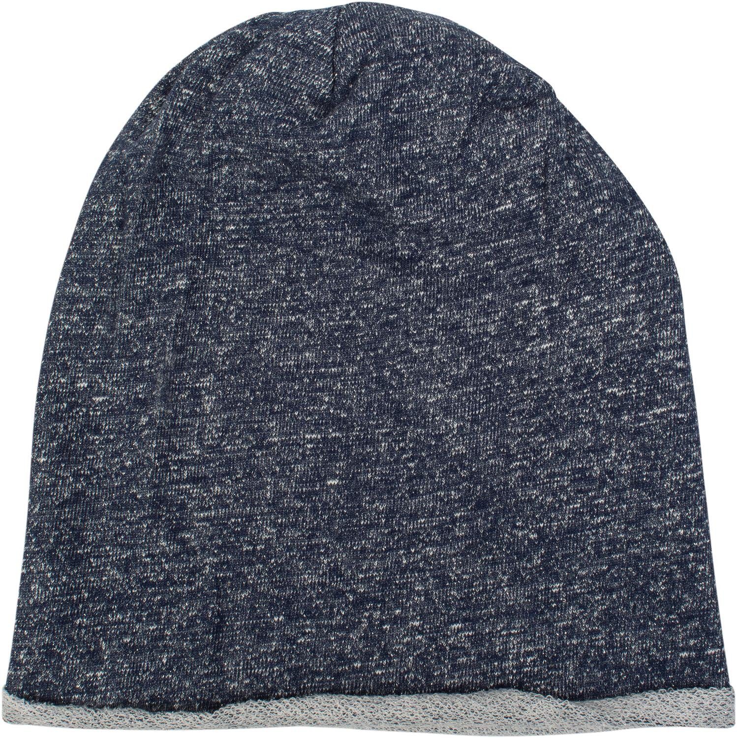 Beanie styleBREAKER (1-St) Over All mit Mütze meliert Glitzer Dunkelblau Beanie