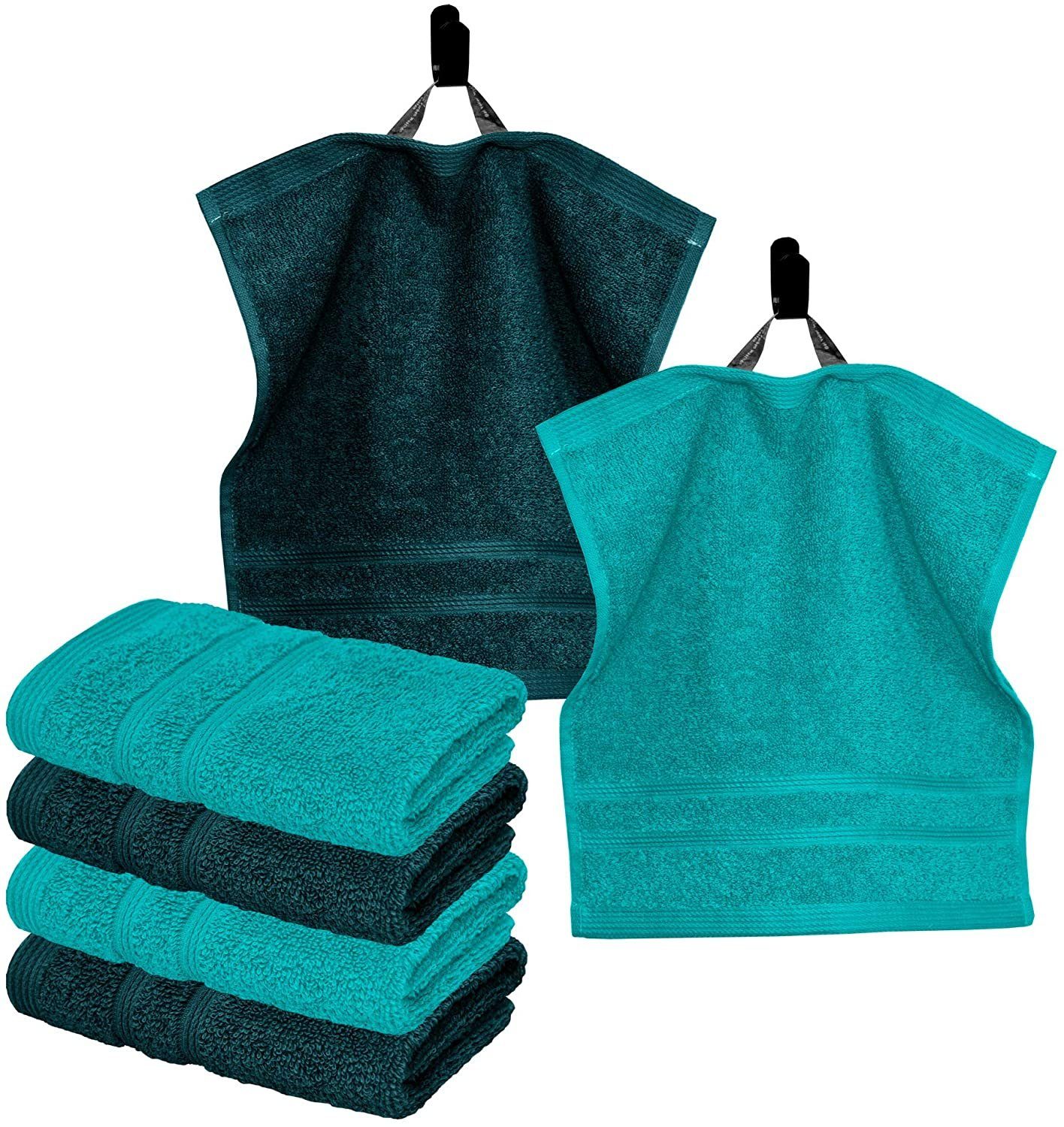 Lashuma Handtuch Set London, Frottee (Set, 6-St), Grüne Gästetücher 30x30 cm aus Baumwolle