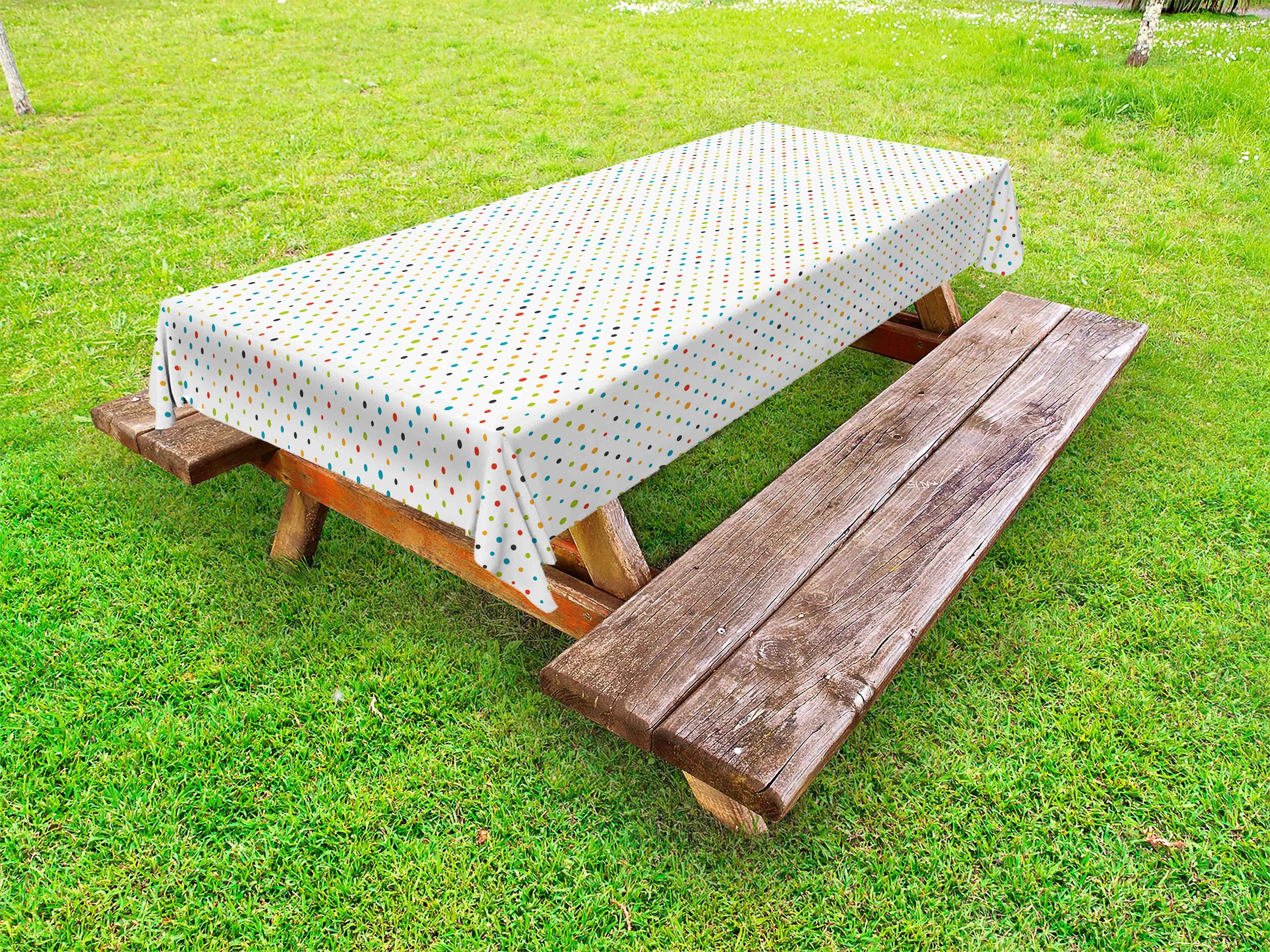 Abakuhaus Tischdecke dekorative waschbare Picknick-Tischdecke, Bunt Farbige Einfacher Tupfen