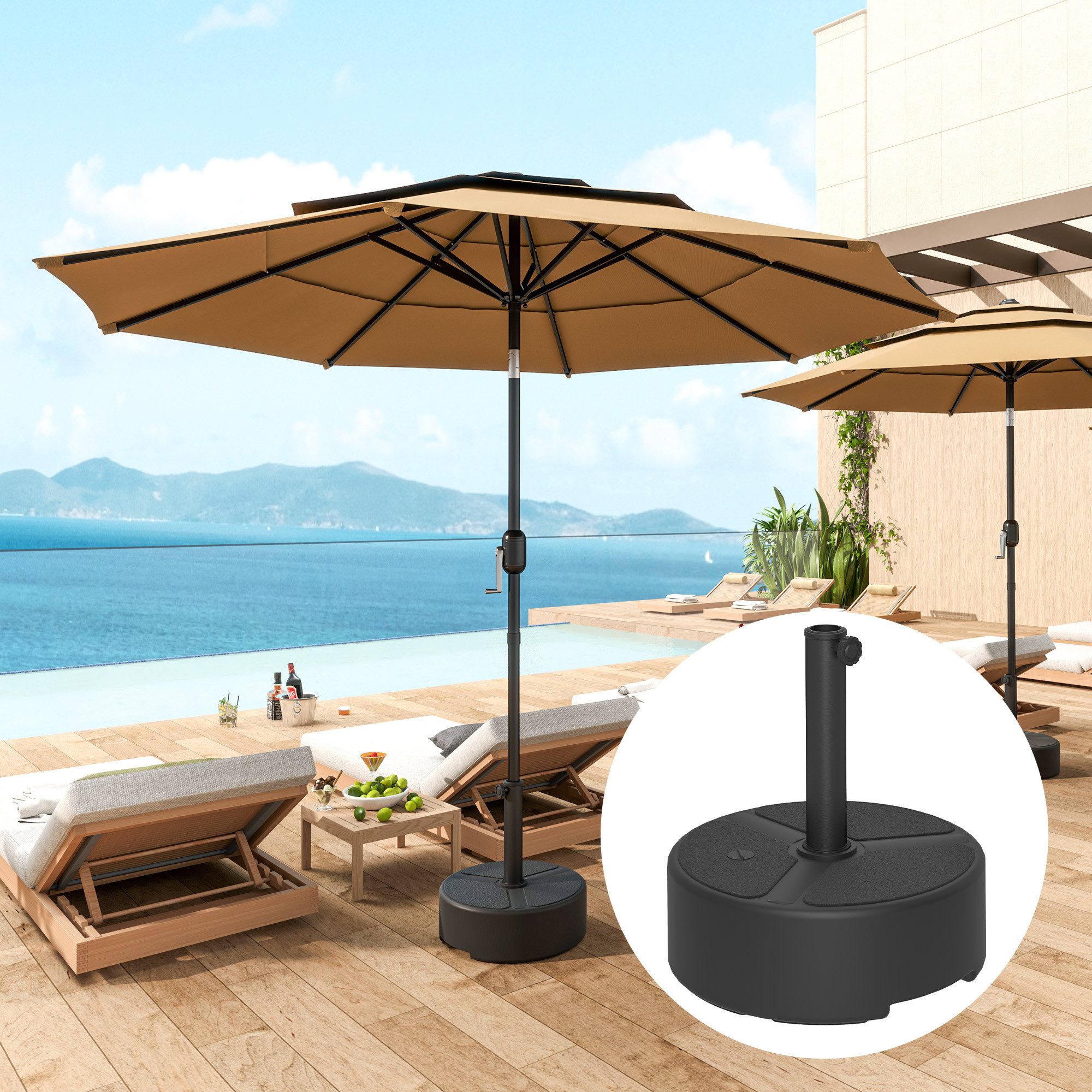 Outsunny Schirmständer 18kg/20kg mit Sand Wasser (Sonnenschirmständer, 1 St., Schirmhalter), für Balkon Terasse Garten Schwarz