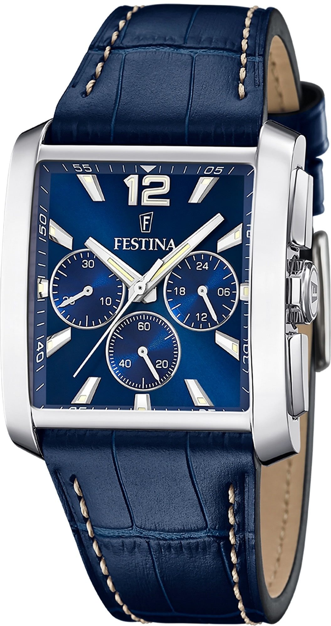 Festina Chronograph Festina Herrenuhr Leder blau Festina, (Chronograph), He günstig online kaufen