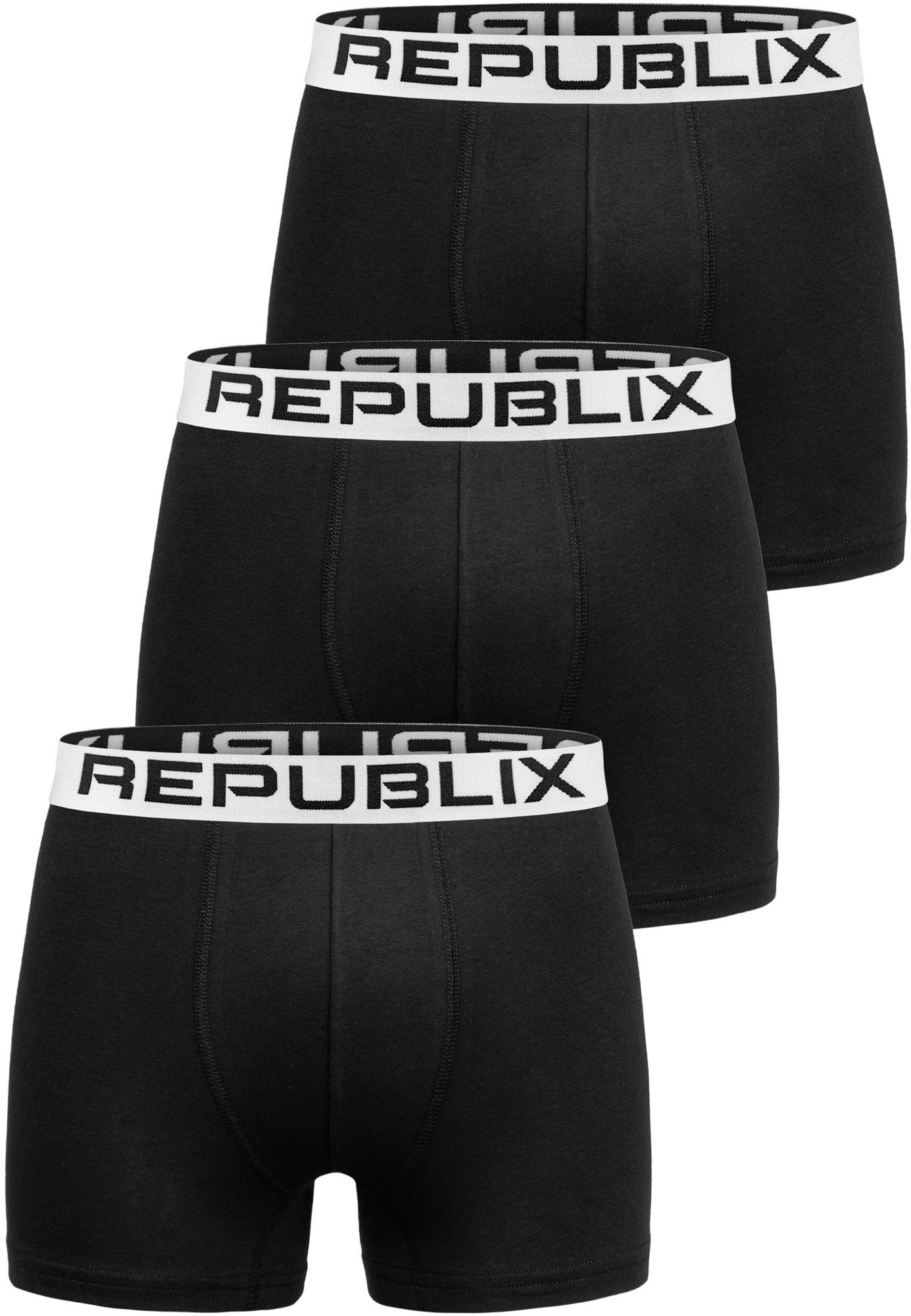 REPUBLIX Boxershorts DON (3er-Pack) Baumwolle Herren Schwarz/Weiß Unterhose Männer Unterwäsche
