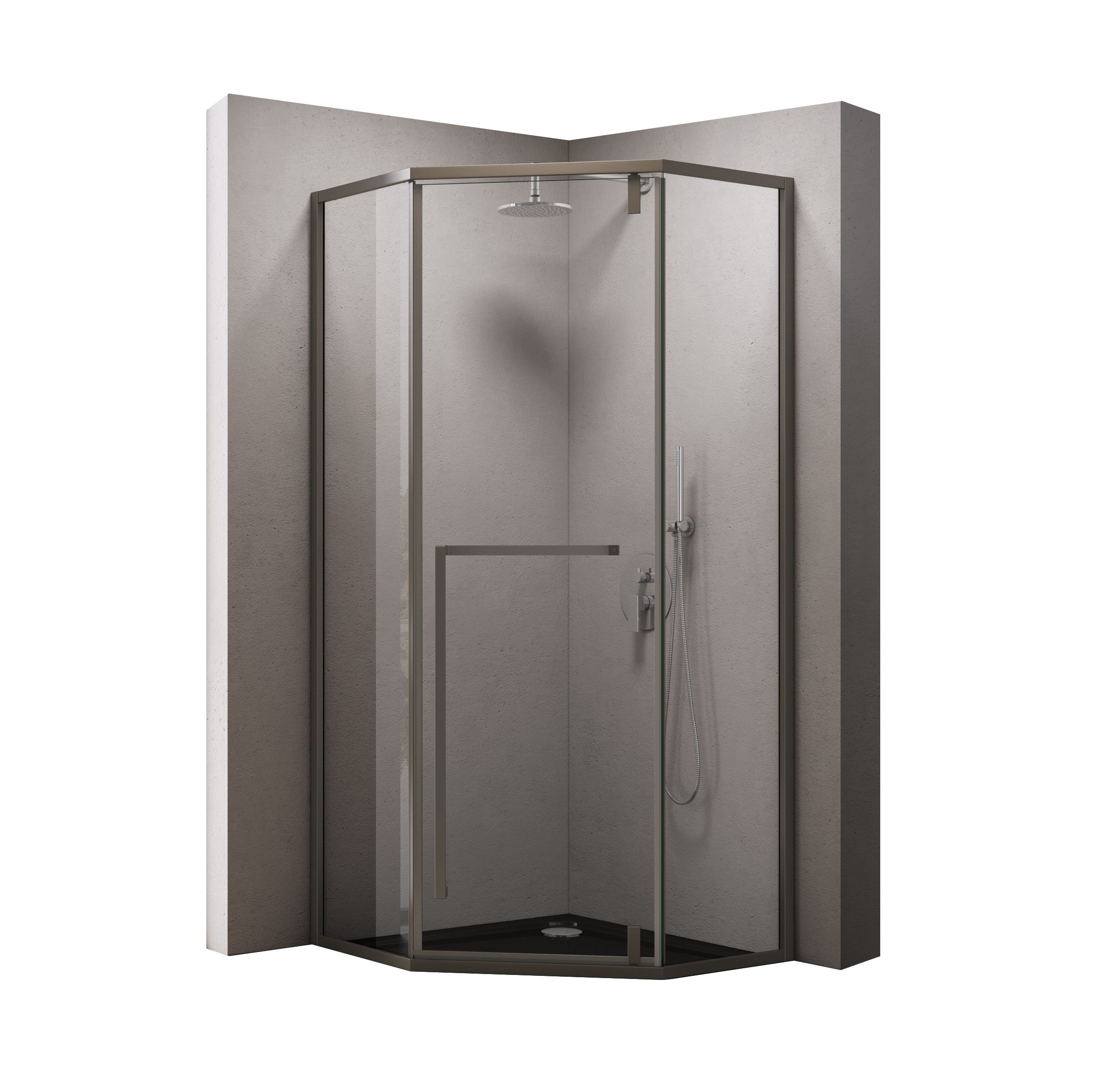 doporro Fünfeckdusche Duschkabine Rav68 ESG-Sicherheitsglas Klarglas Nano-Beschichtung, BxT: 80x80 cm, Einscheibensicherheitsglas