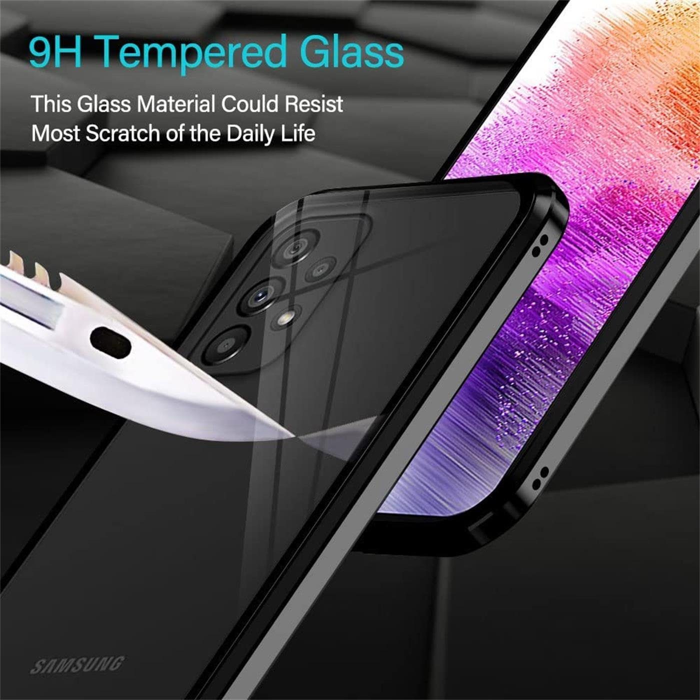 CoolGadget Handyhülle Metall Magnet Handy Case für Samsung Galaxy A34 5G 6,5 Zoll, Hülle 360 Grad Schutz Cover Gehärtetes Glas für Samsung A34 5G