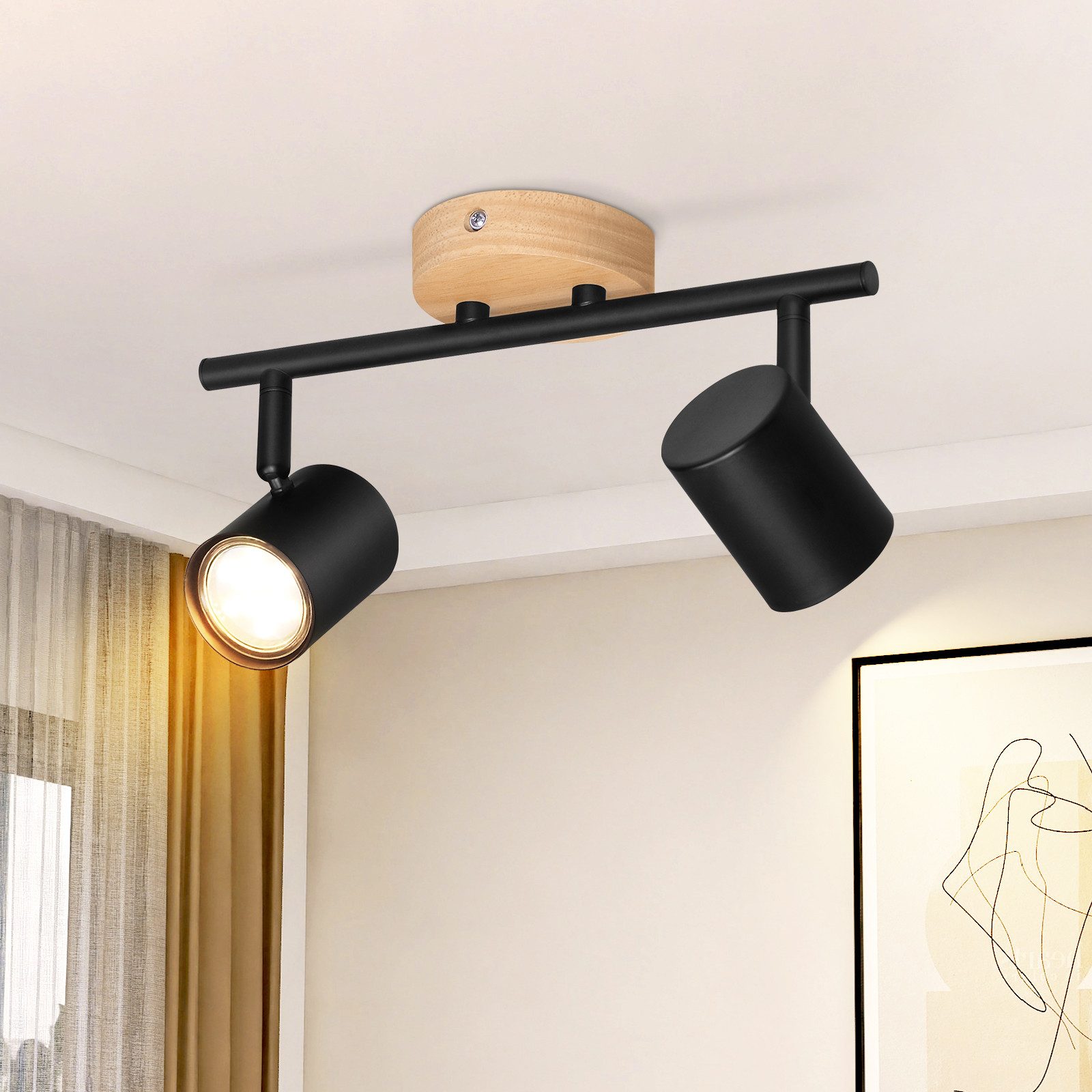 ZMH Deckenstrahler 2 Flammig Modern Schwarz/Weiß Deckenleuchte GU10 Schlafzimmer Flur, ohne Leuchtmittel