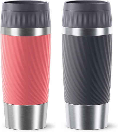 Emsa Thermoflasche »Travel Mug«, Emsa Thermobecher 2-teilig, 360 ml Travel Mug, Für unterwegs, Luft und Wasserdicht (Isolierbecher mit doppelwandigem Edelstahlkörper, BPA frei, Spülmaschinenfest), auslaufsicher, Rot und Anthrazit