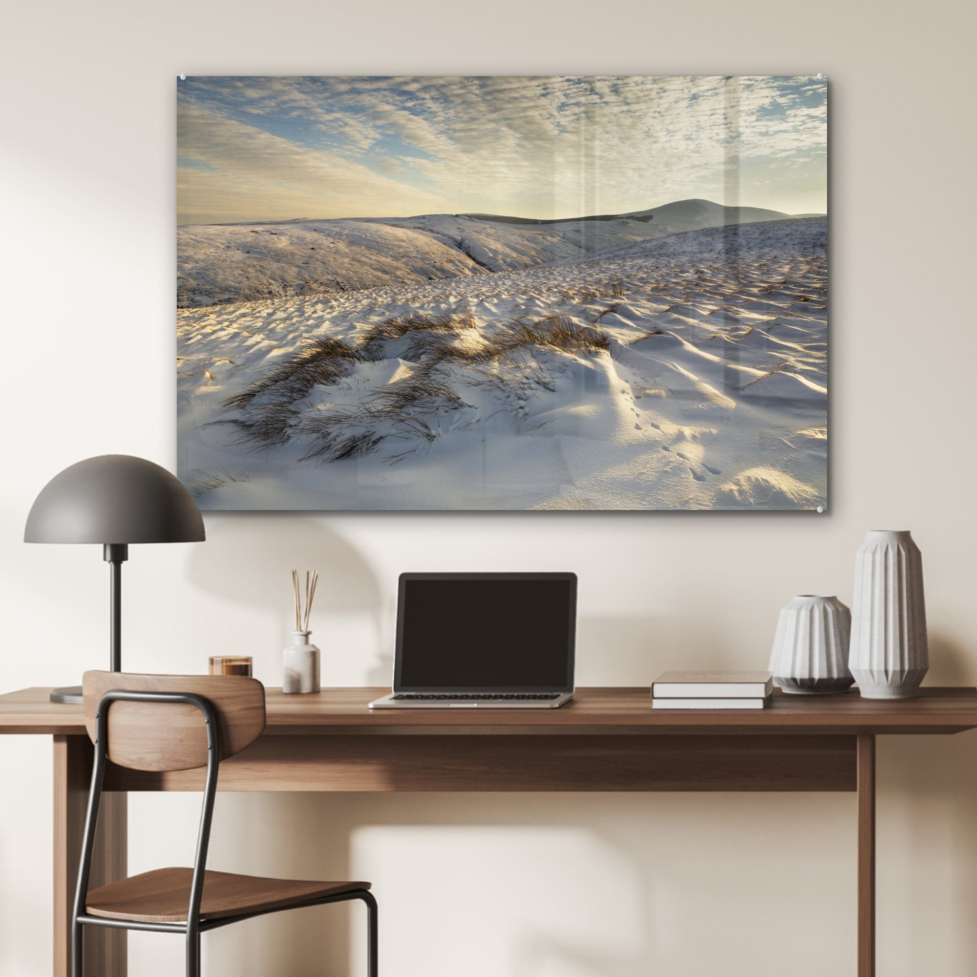 St), Schlafzimmer Acrylglasbilder England, Landschaft Northumberland MuchoWow Park verschneite des Die & in Wohnzimmer National (1 Acrylglasbild