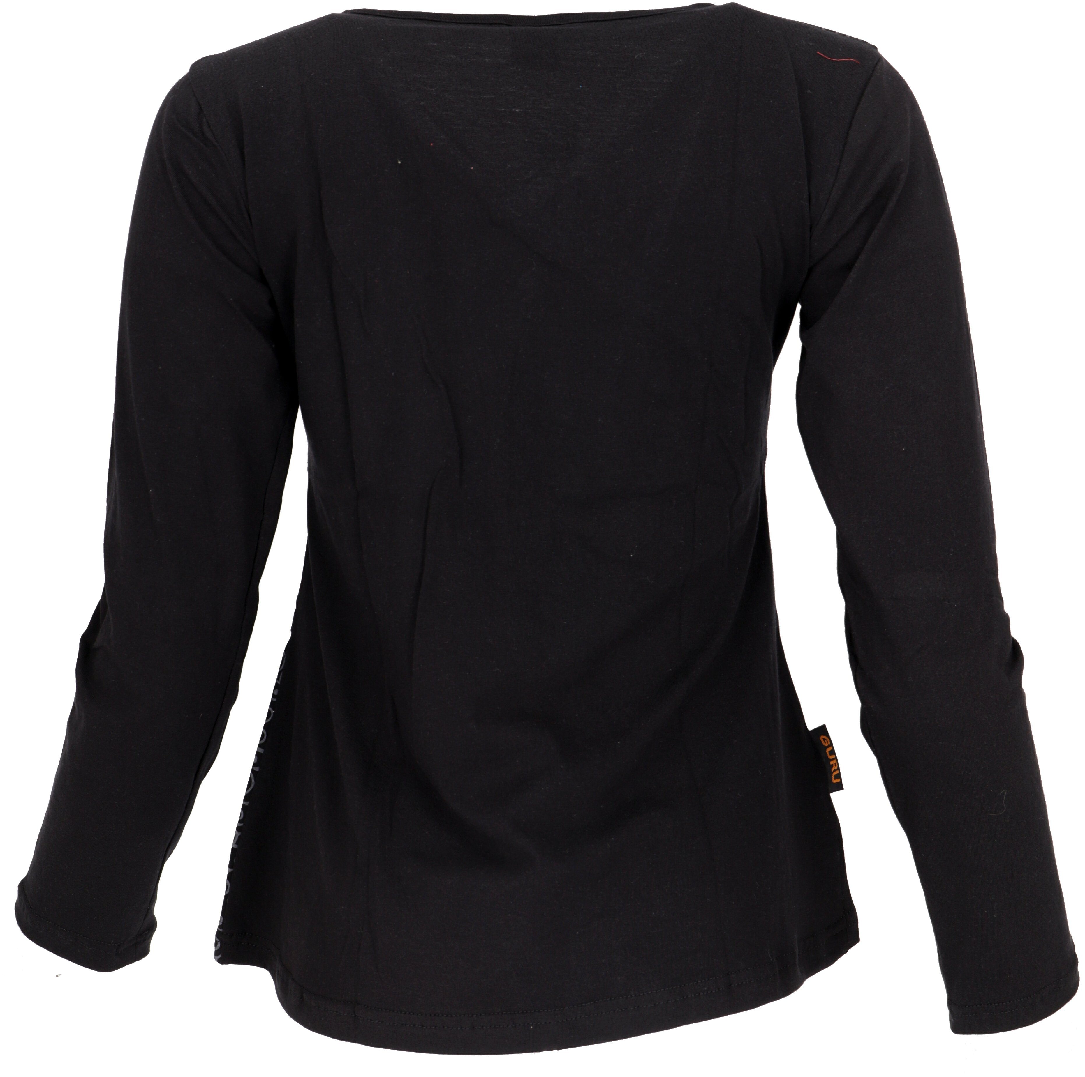 Guru-Shop Longsleeve Langarmshirt Boho-chic - schwarz alternative Bekleidung – Bild 3 von 4