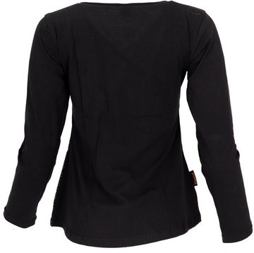 Guru-Shop Longsleeve Langarmshirt Boho-chic - schwarz alternative Bekleidung