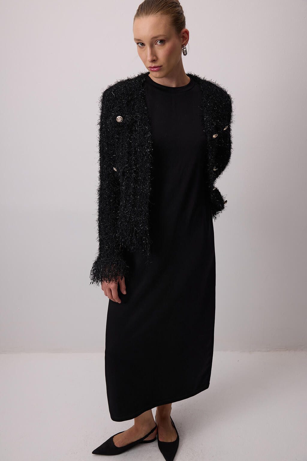 touche prive Maxikleid Gepolstertes Kleid mit Rundhalsausschnitt günstig online kaufen