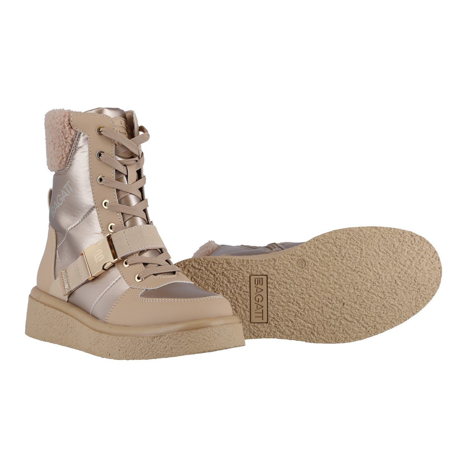 BAGATT Catania mit seitlichen Reissverschluss beigebraun Damen Winterstiefel