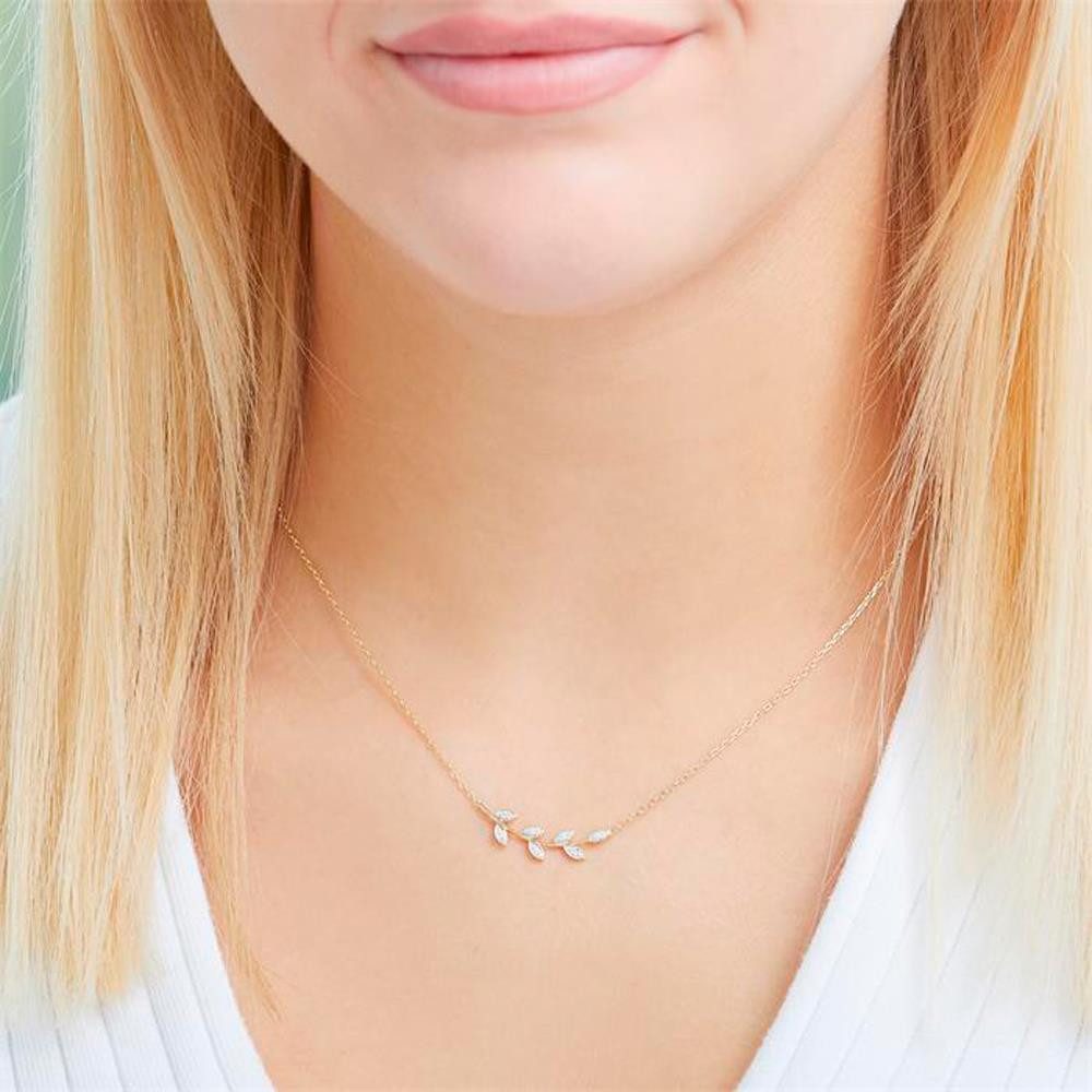 Unique Goldkette 585er Goldkette Blattde...