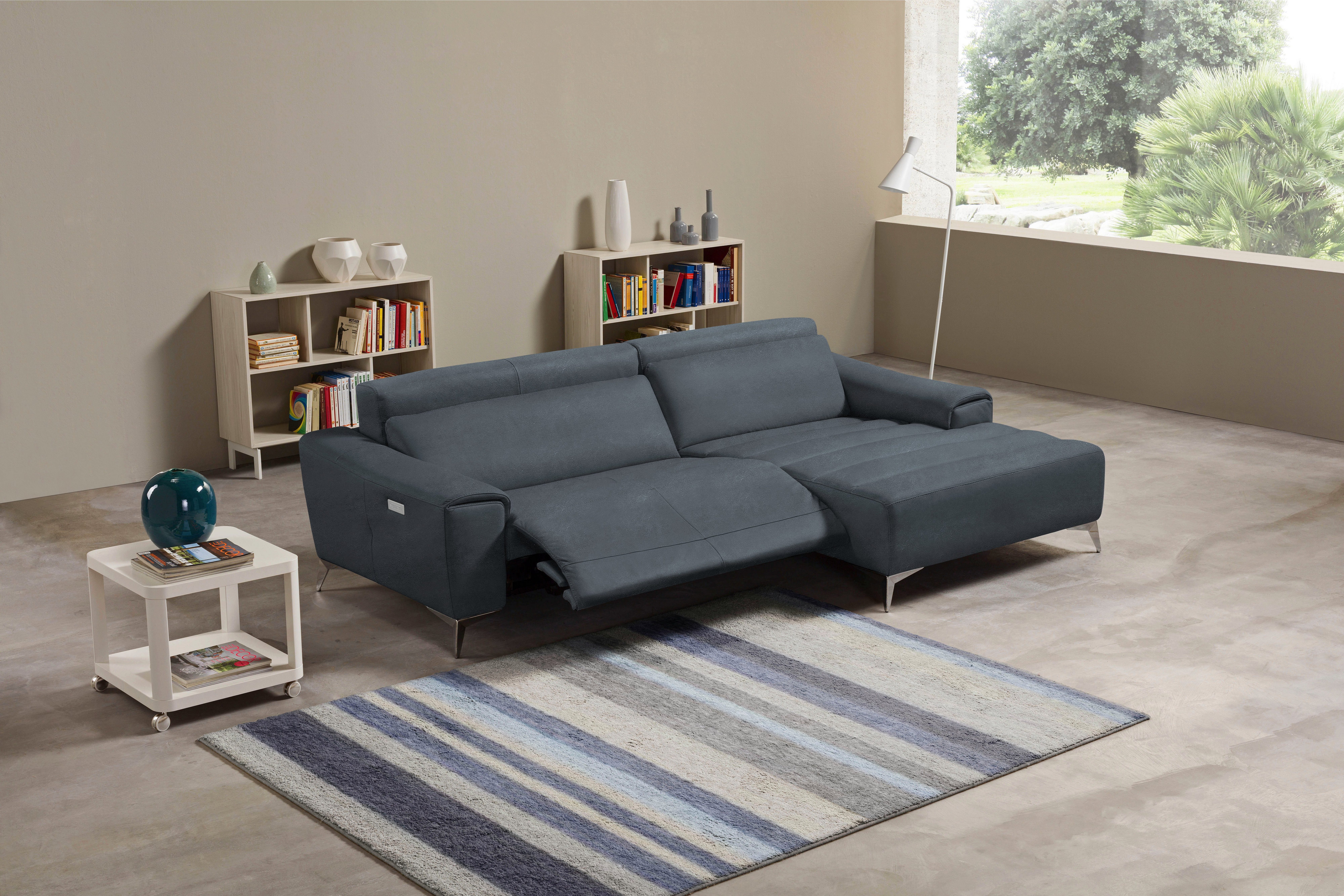 Egoitaliano Ecksofa Suzette, Designsofa mit hohem Sitzkomfort, mit Recamiere, inkl. 1 elektronischen Relaxfunktion, L-Form