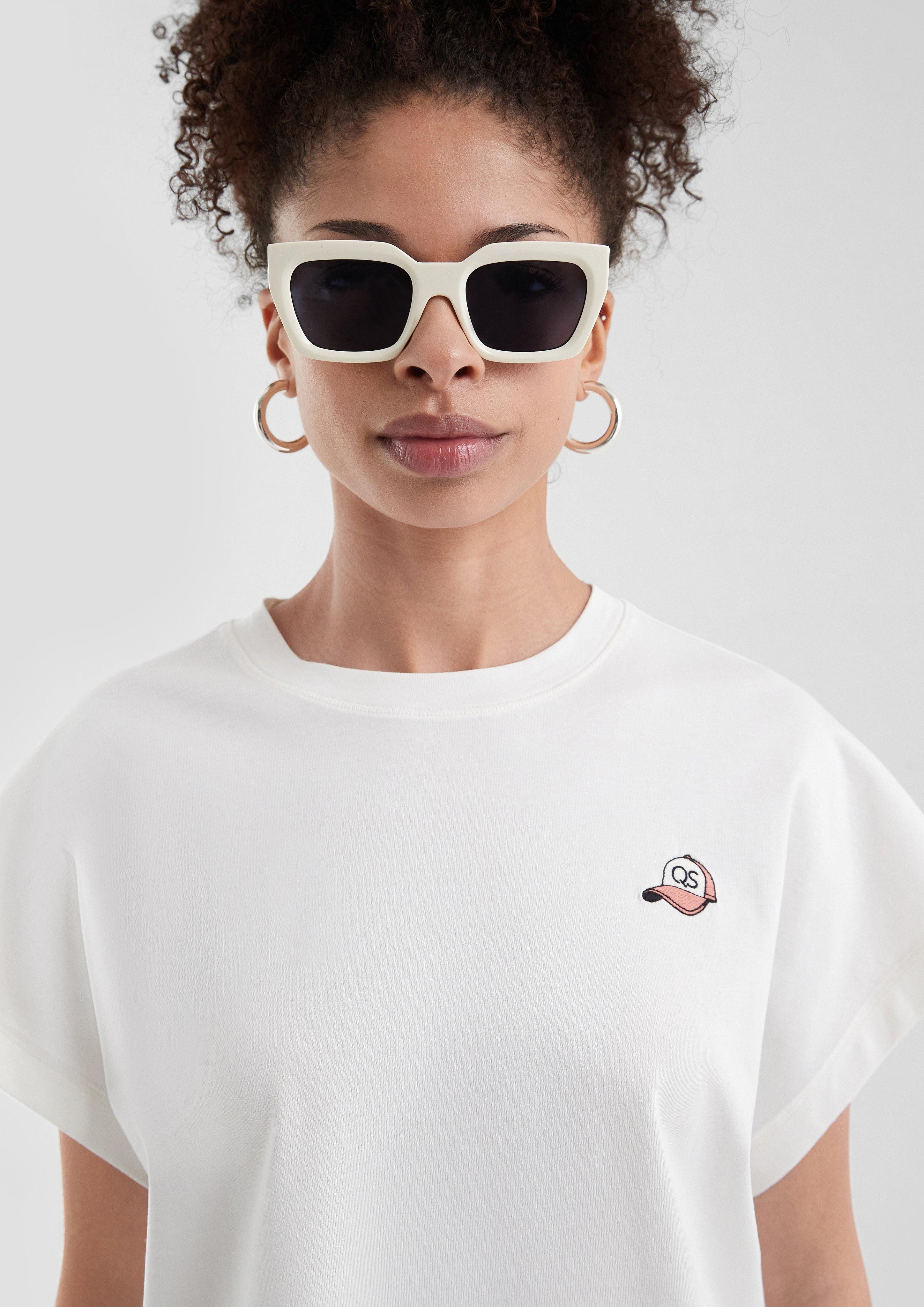 QS Kurzarmshirt Lässiges Baumwollshirt mit kleiner günstig online kaufen