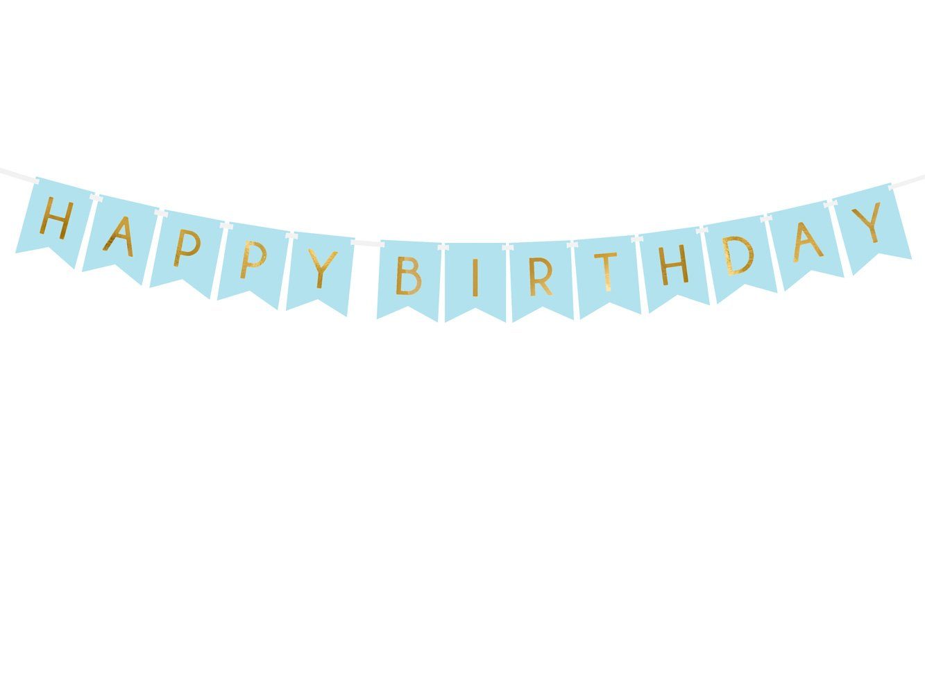 partydeco Wimpelkette, Happy Birthday Girlande 15x175cm hellblau