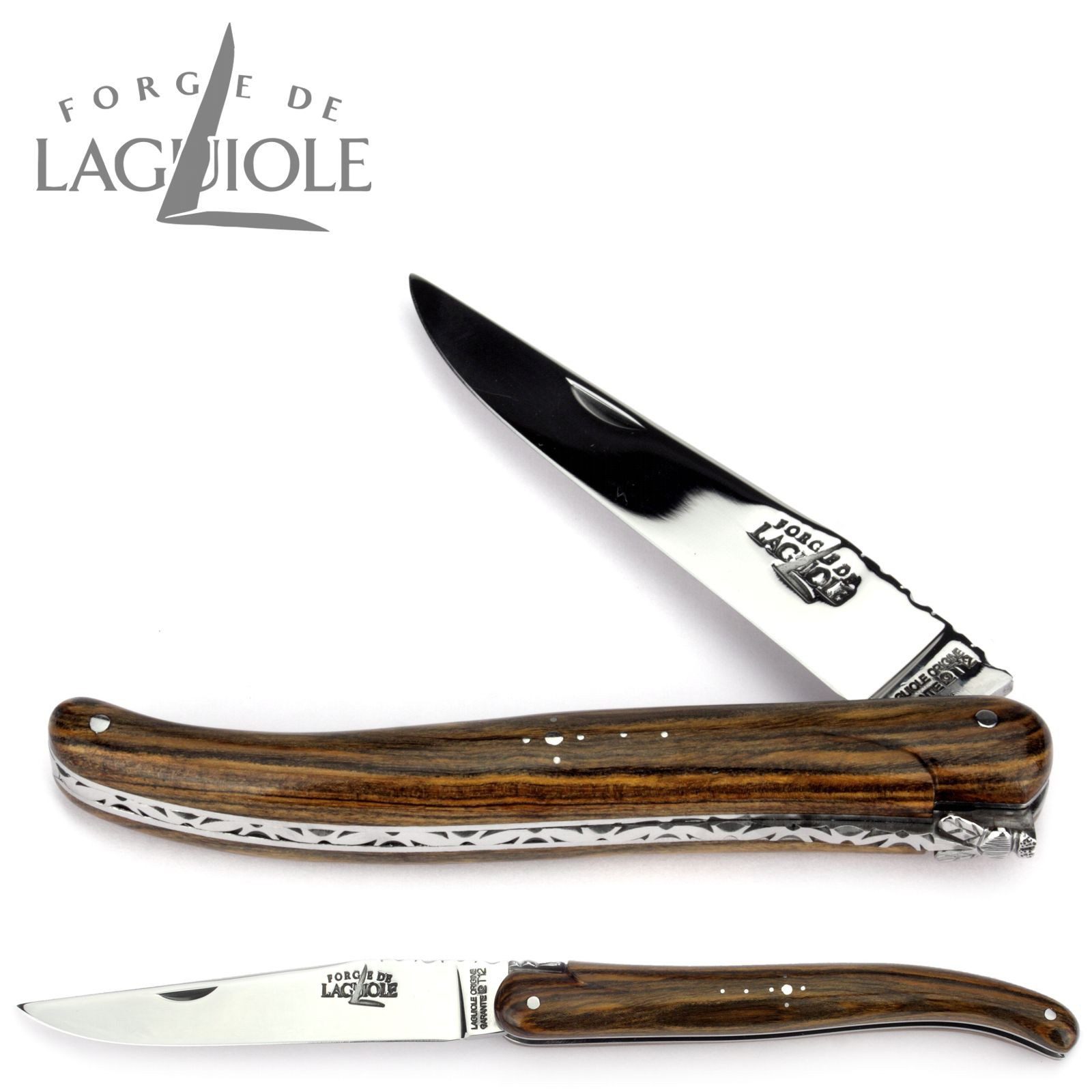 Forge de Laguiole Taschenmesser 1012 F IN PI BRI, "Collection" - Griff 12cm Pistazie - Feder verziert - Stahl glänzend