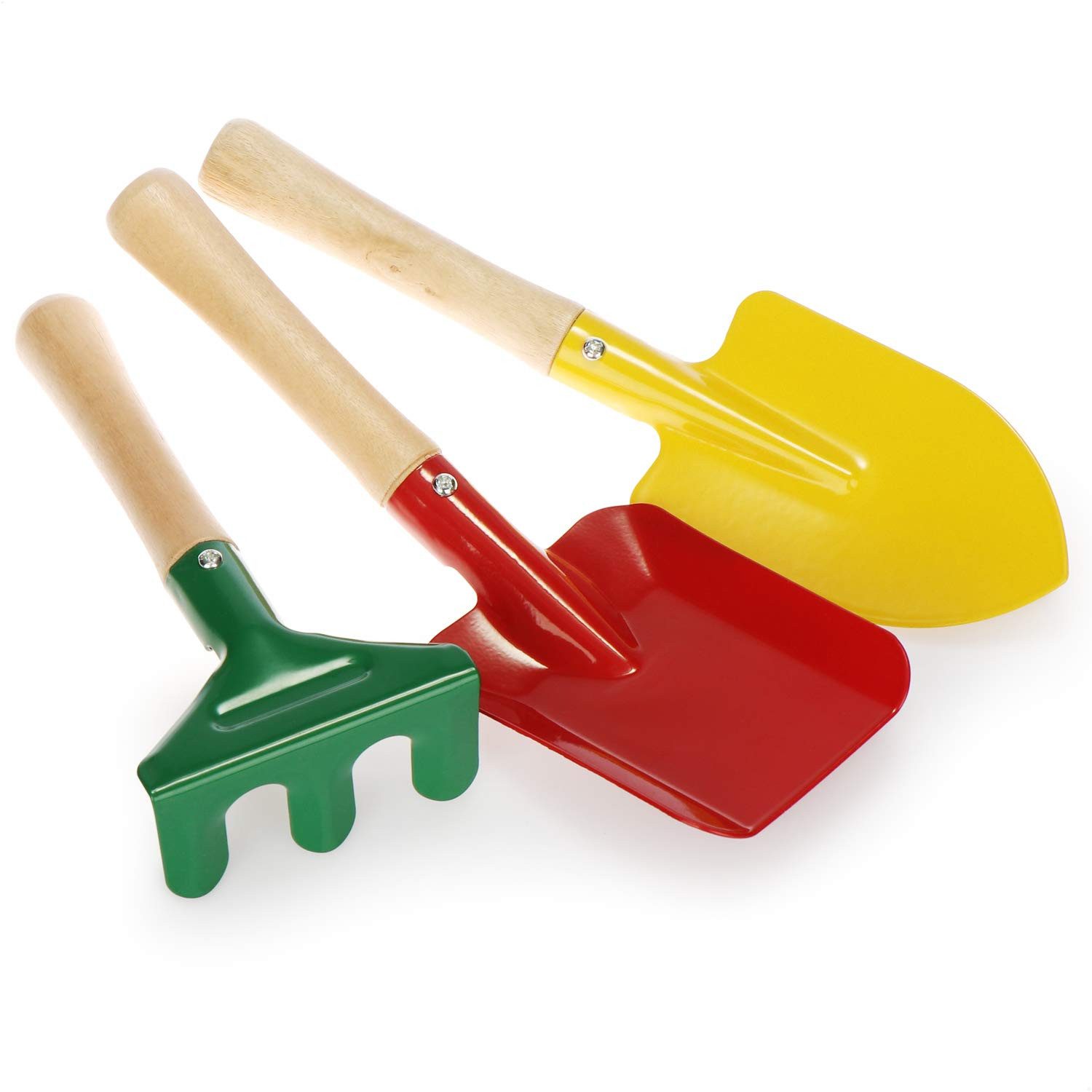 com-four Spielzeug-Gartenset Mini Gartenwerkzeug Set - Großpack Harke, Schaufel und Spaten, (240-tlg), aus robustem Metall und Holz - perfekt für Gartenarbeit