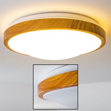 hofstein Deckenleuchte »Rosola« Bad Deckenlampe mit warmweißem Licht in Holzoptik, 3000 Kelvin, mit LED-Licht in schickem Holz-Dekor