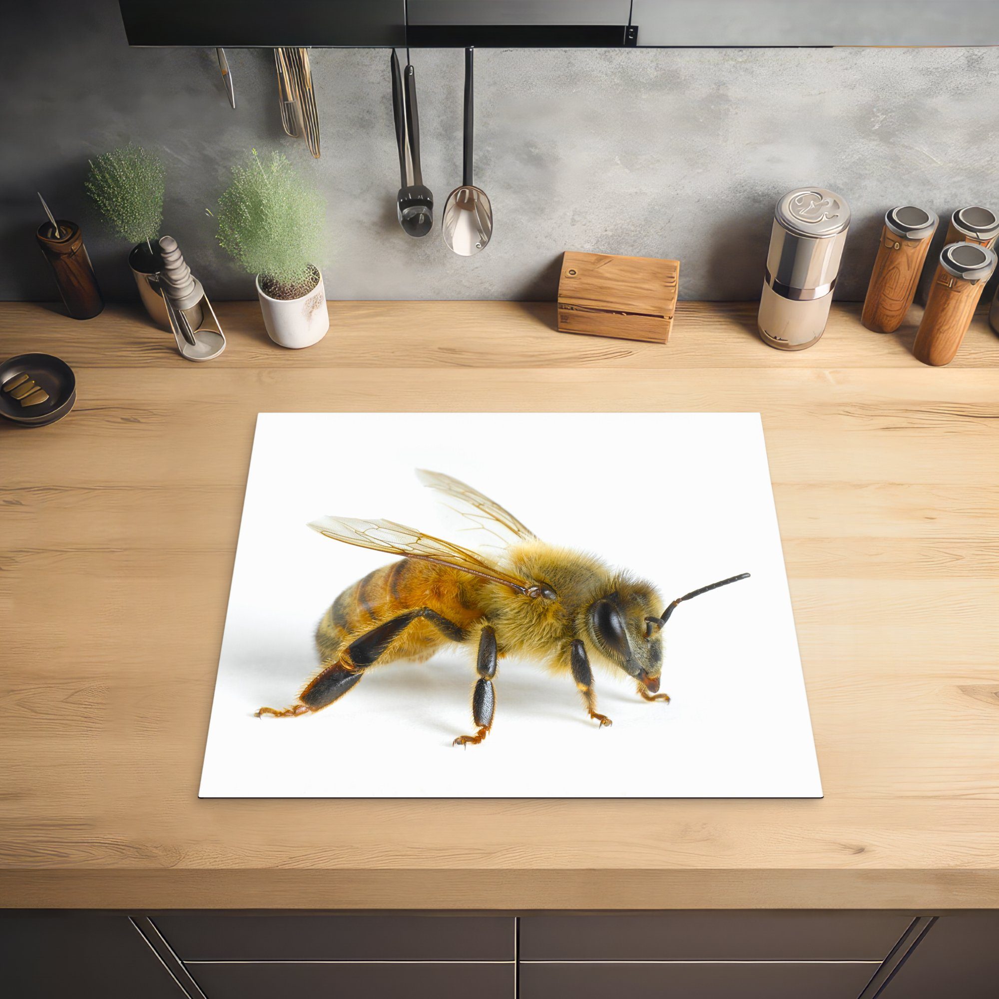 MuchoWow Herdblende-/Abdeckplatte küche, Flügel, - 59x52 Bienen cm, Ceranfeldabdeckung - Vinyl, für (1 die tlg), Insekten Induktionsmatte