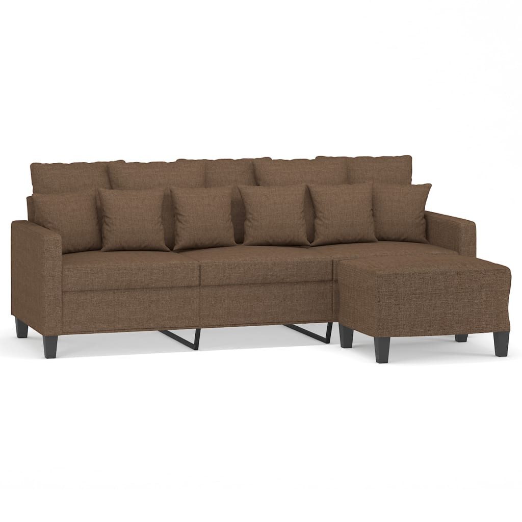vidaXL Sofa 3-Sitzer-Sofa mit Hocker Braun günstig online kaufen