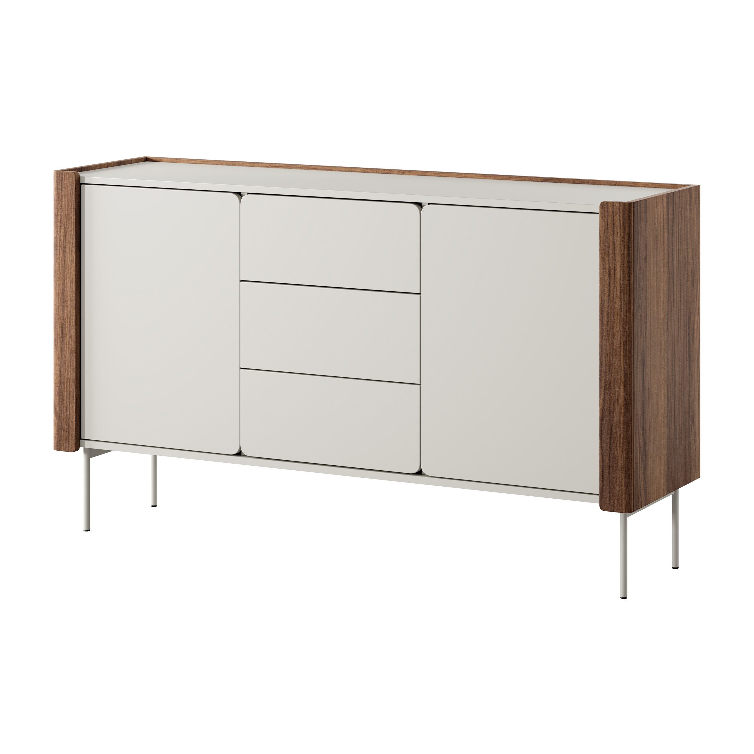 Masseno Kommode AVVOLGERE 141 cm Sideboard mit 3 Schubladen und 2 Türen braun