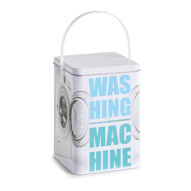 Zeller Present Wäschenetz Waschpulver-Box „Washing machine, Metall, Dekor, 15 x 15 x 21 cm