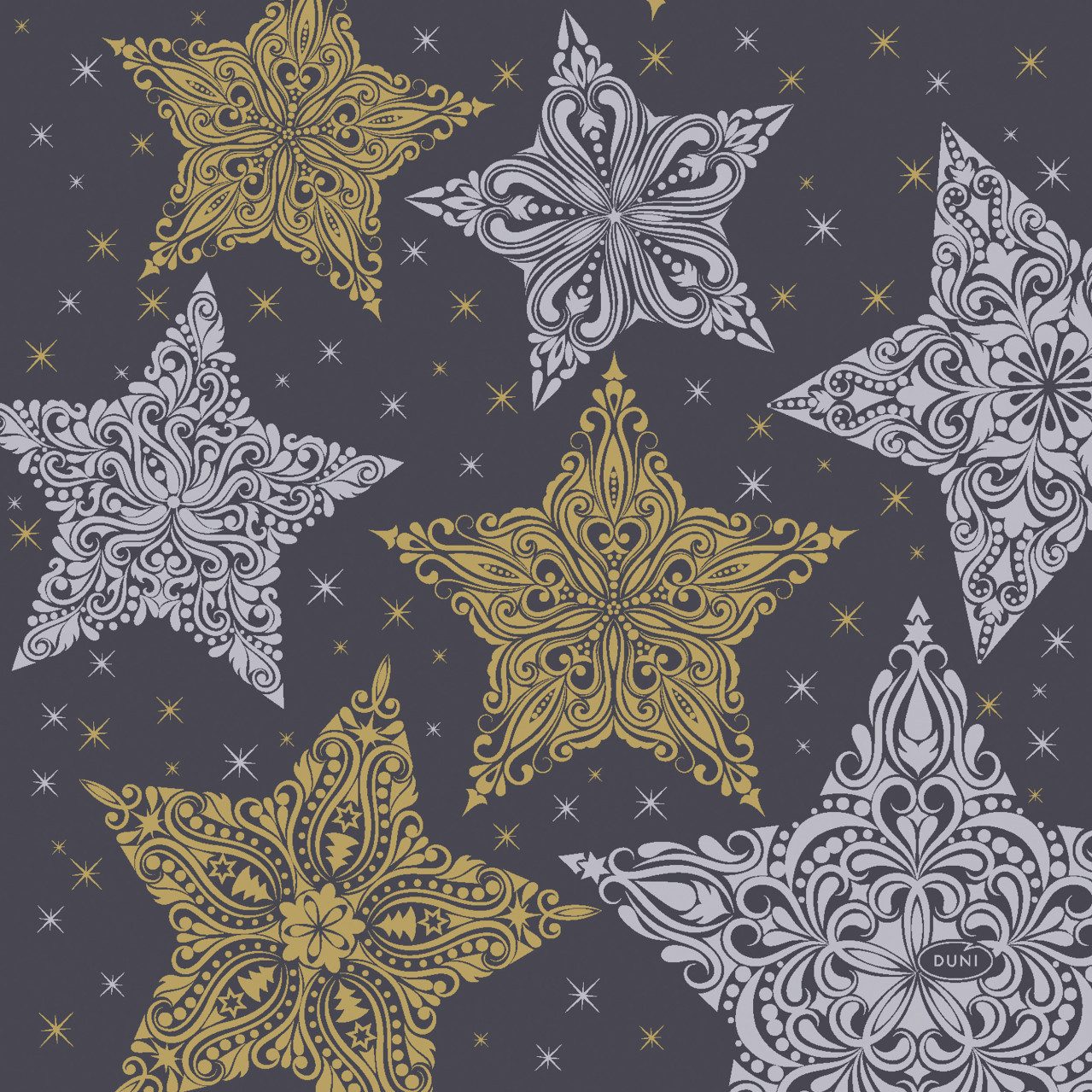 Duni Weihnachtsfigur Duni Servietten Snowstars Black multi 33 x 33 cm -