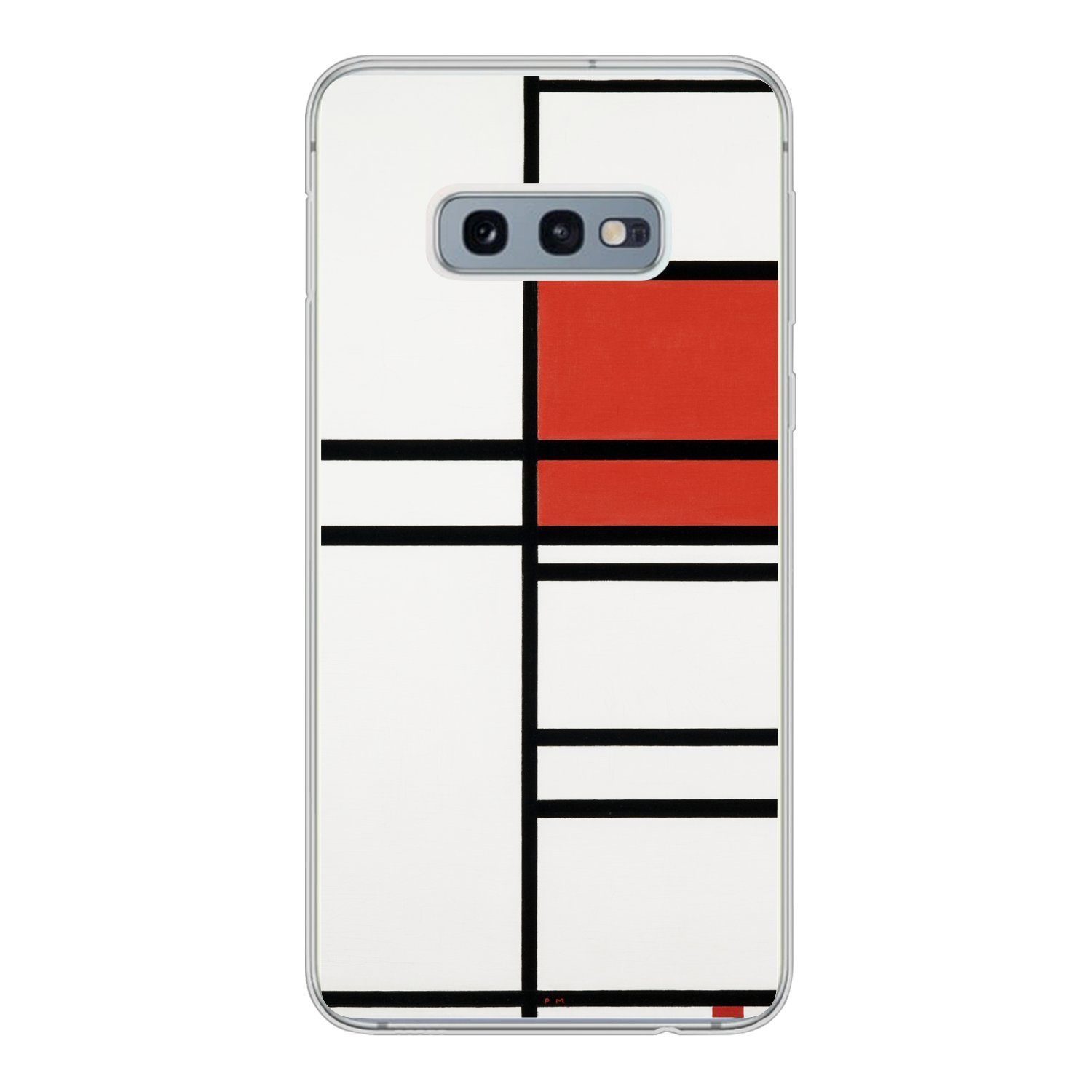 MuchoWow Handyhülle für Samsung Galaxy S10e Komposition mit Rot und Weiß - Piet Mondrian, Phone Case, Silikon, Schutzhülle Dünn