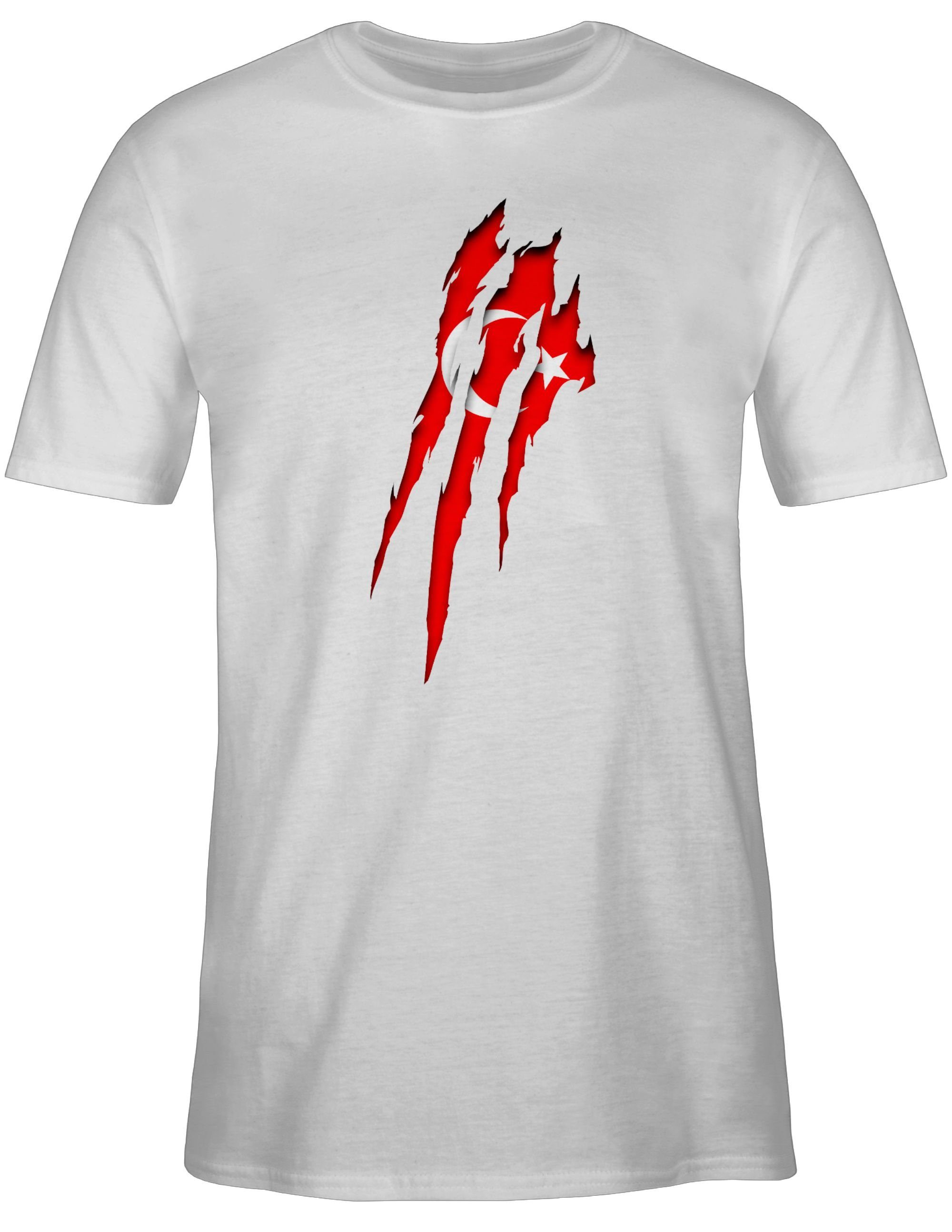 Shirtracer T-Shirt Türkei Krallenspuren Länder 02 Wappen Weiß