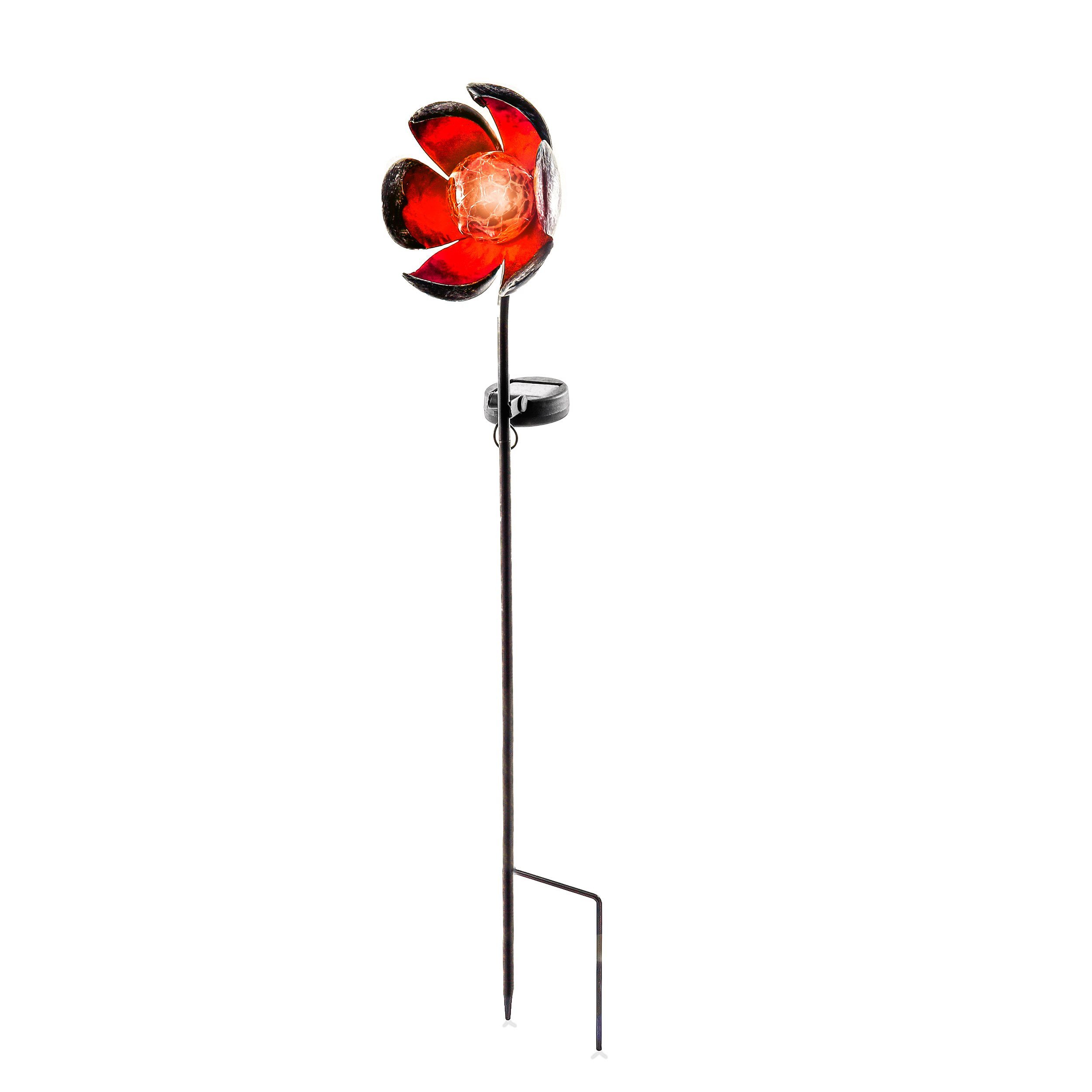esotec LED Gartenleuchte Solar LED Stecklicht Florelia, 2800K, H68,5cm Crackle Bruchglas 102384
