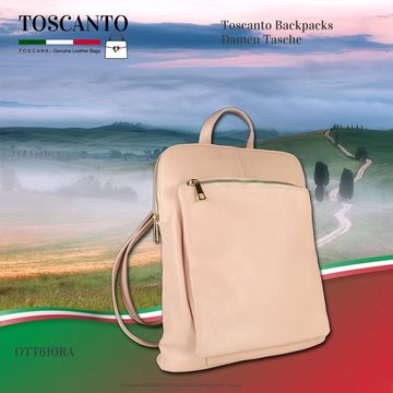 Toscanto Cityrucksack Toscanto Damen Cityrucksack Leder Tasche (Cityrucksack), Damen Cityrucksack Leder, rosa, Größe ca. 30cm