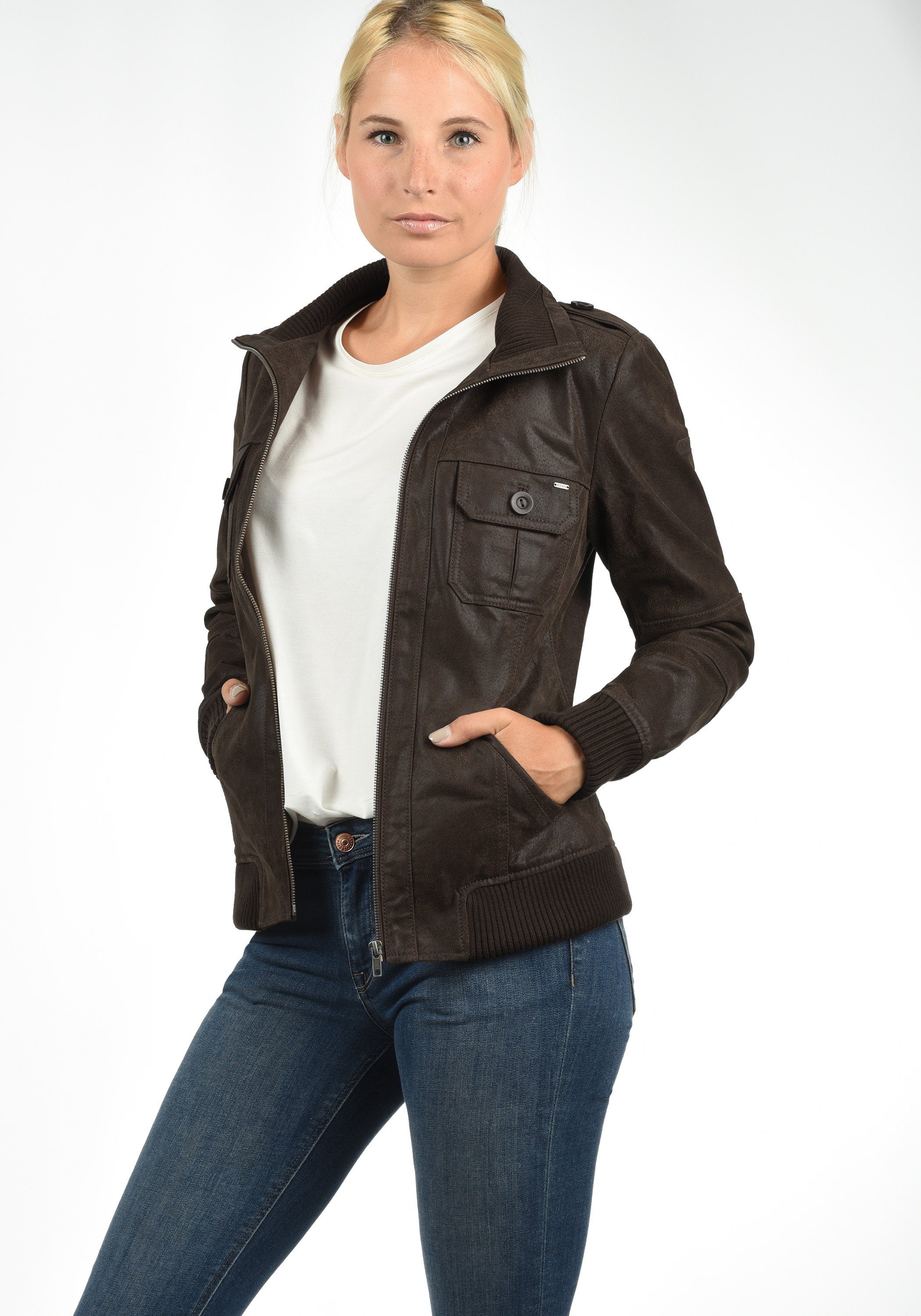 DESIRES Lederjacke Fame Bikerjacke aus gewaschenem Rauleder