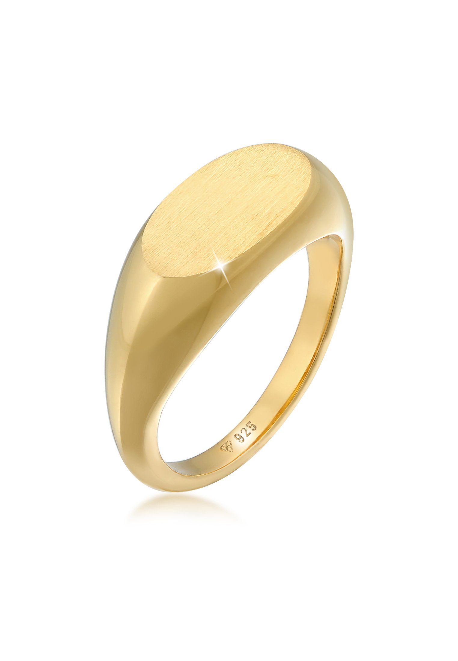 Elli Fingerring Siegelring Oval Glanz Geo Basic Trend 925 Silber