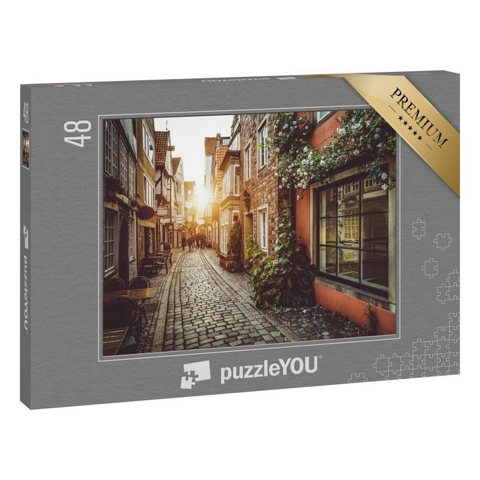 puzzleYOU Puzzle Alte Gassen im Abendlicht 48 Puzzleteile puzzleYOU-Kollektionen Bremen Deutsche Großstädte