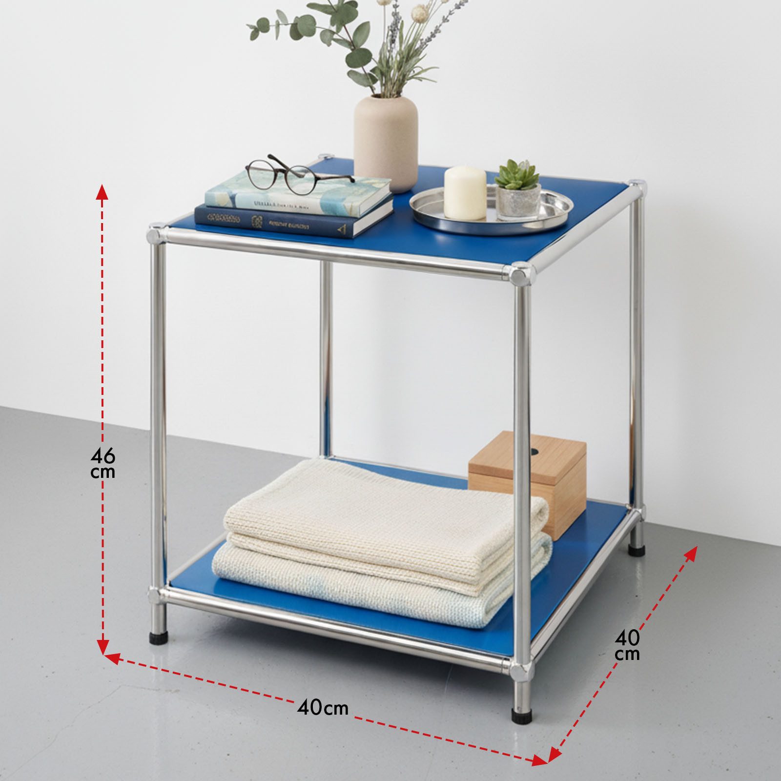 Floordirekt Standregal Concept Epure MK-012 Metallregal, B40 × T40 × H46 cm, diverse Farben, modular, Beistelltisch mit offenen Ablagen, verchromtes Metallgeste – Bild 3 von 5