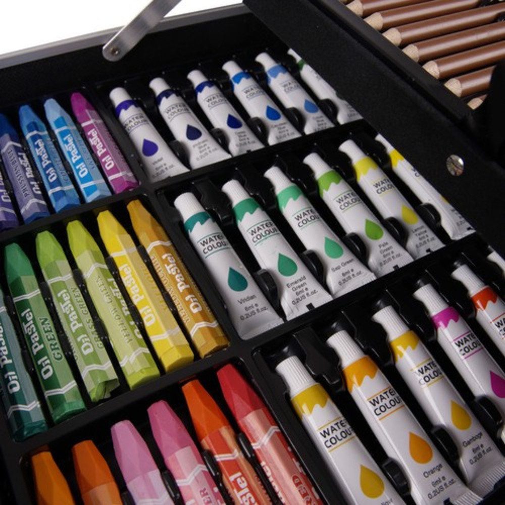 MAALEO Malpalette Malkoffer Einhorn Malset, Stabiler Koffer mit Fächern hält alle Materialien sicher