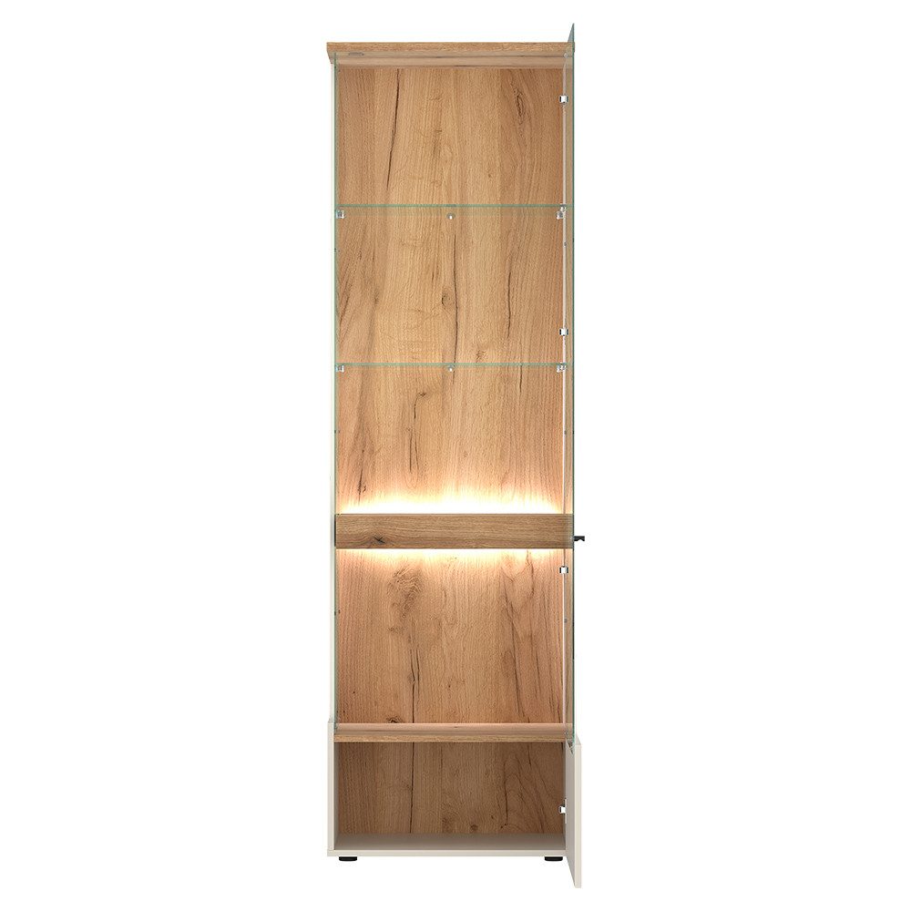 Lomadox Vitrine CARMONA-129 60 cm breit in Kaschmir & Eiche, Türanschlag links – Bild 3 von 5