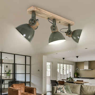 Steinhauer LIGHTING LED Deckenleuchte, Leuchtmittel nicht inklusive, Holz Decken Lampe bewegliche Strahler schwenkbar Grün Wohn Zimmer