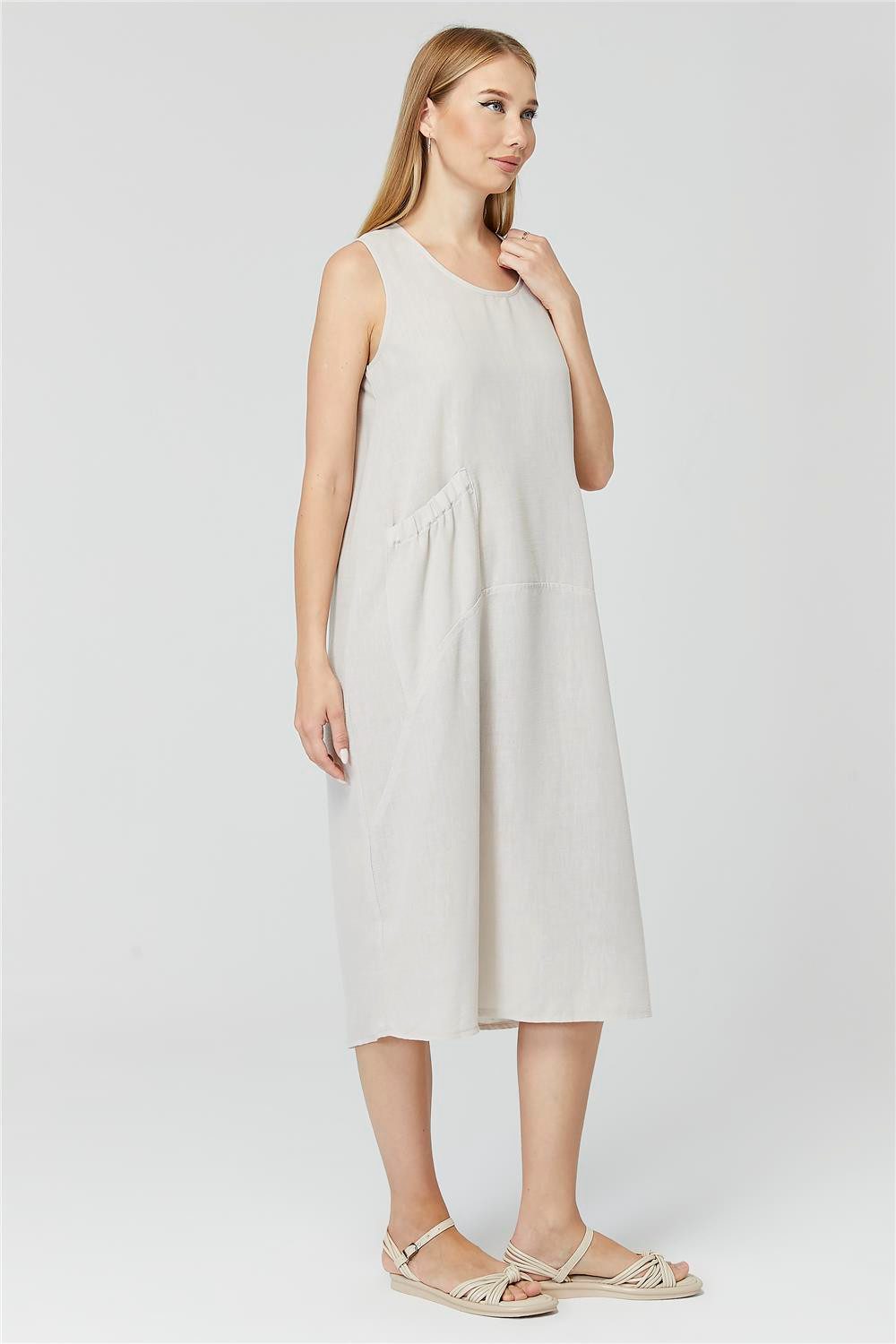 HomeStore Midikleid Ärmelloses Kordelzugtaschenkleid günstig online kaufen