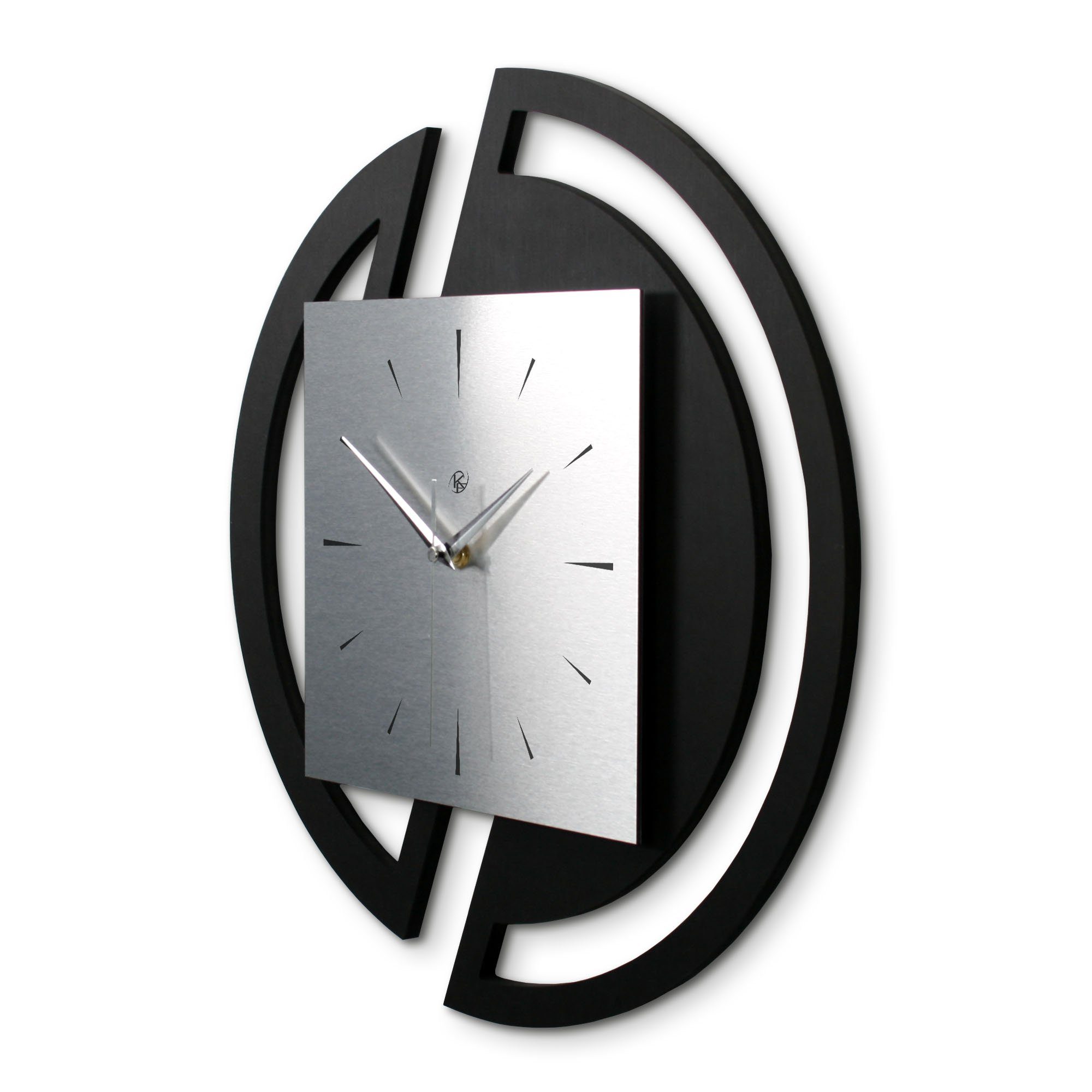 Kreative Feder Wanduhr Runde 3D Designer-Wanduhr „Silver“ in modernem Metallic-Look (ohne Ticken; Funk- oder Quarzuhrwerk; elegant, außergewöhnlich, modern)