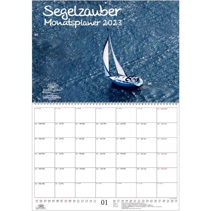 Seelenzauber Wandkalender Segelzauber Planer DIN A2 aufgeklappt - Kalender für 2023 Segelschiffe