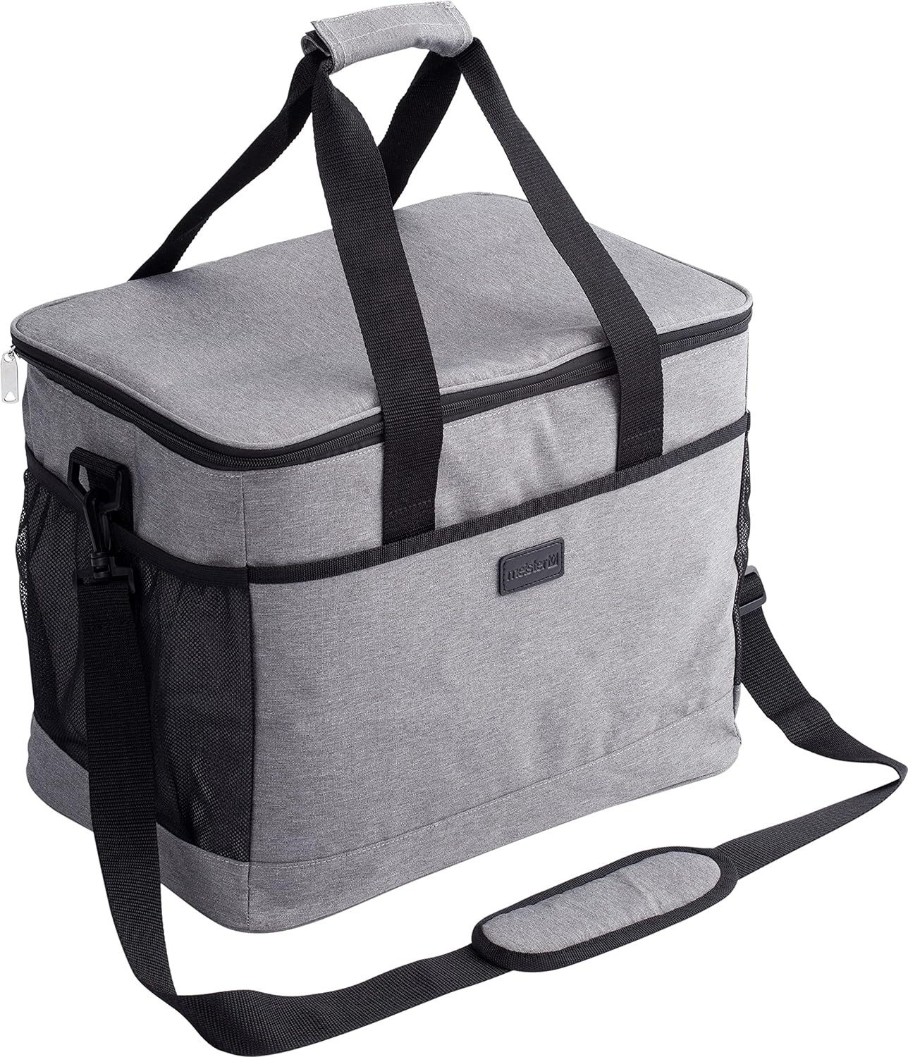 Meister Werkzeuge Kühltasche Kühltasche 32L Grau regenfestes Material Picknicktasche mit Tragegurt