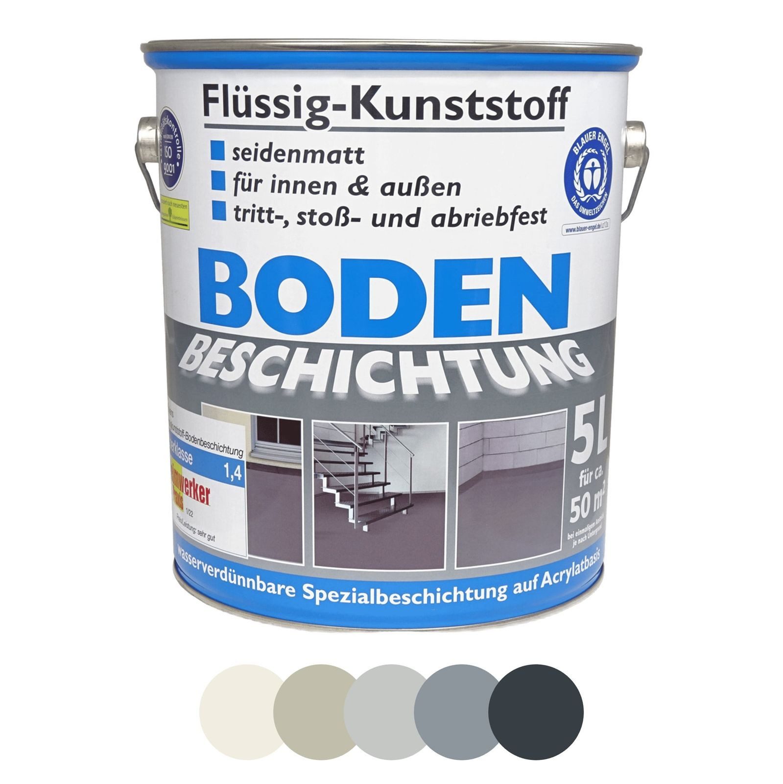 Wilckens Farben Bodenversiegelung Flüssig-Kunststoff Bodenbeschichtung seidenmatt Beton Wilckens 5L – Bild 2 von 2