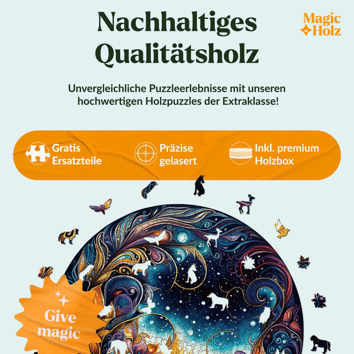 MagicHolz Puzzle Kosmische Blüten Mandala Holzpuzzle (2D), 306 Puzzleteile