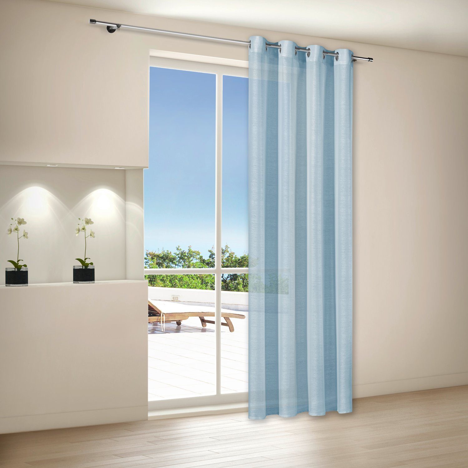 Gardine schöne Gardine mit Ösen- verdunkelnd für Wohnzimmer Schlafzimmer, Giantore, transparent hellblau